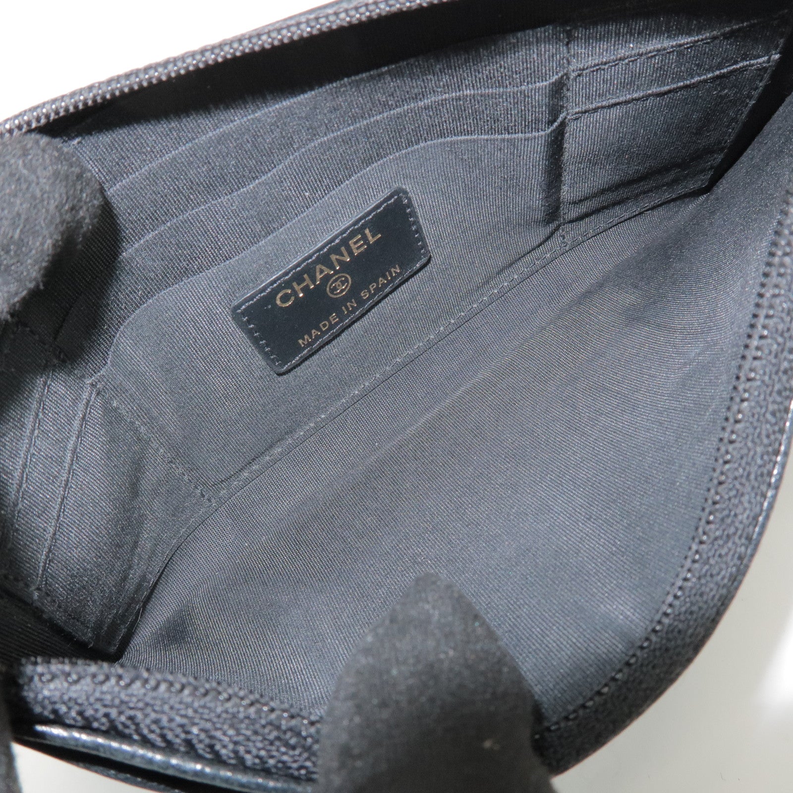 CHANEL COCO Mark Calf Leather Long Wallet Black