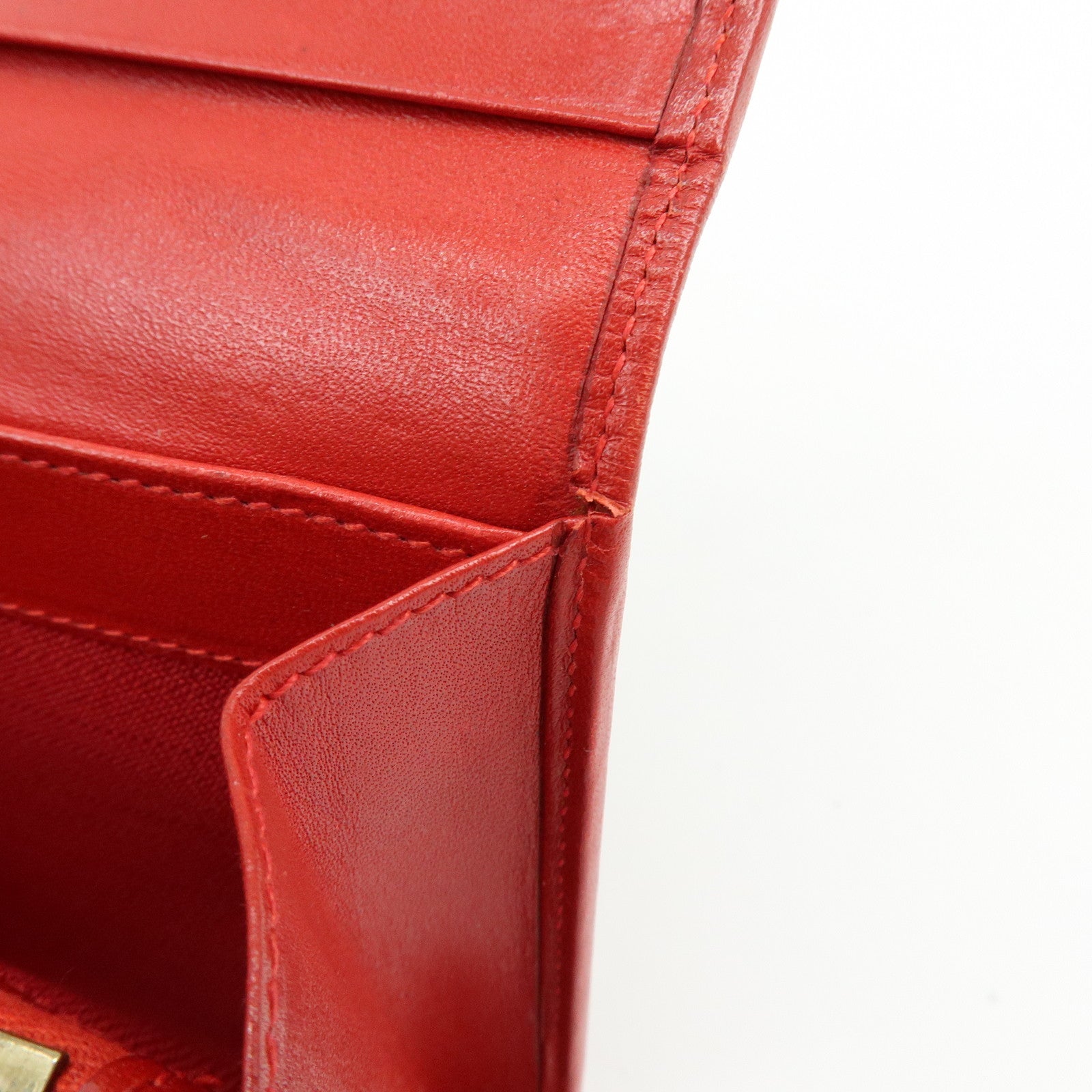 FENDI Zucca Canvas Leather Long Wallet Leopard Brown Red 30851