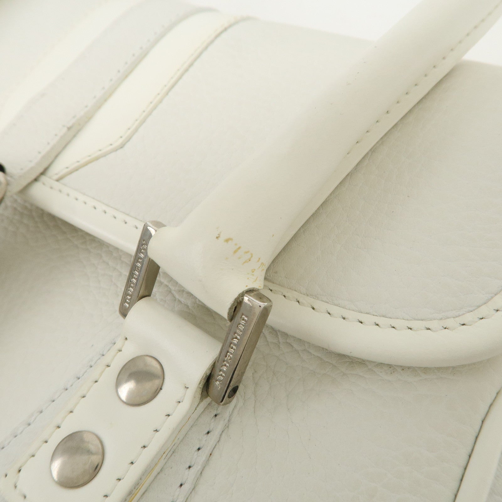 BURBERRY Leather Shoulder Bag Hand Bag White