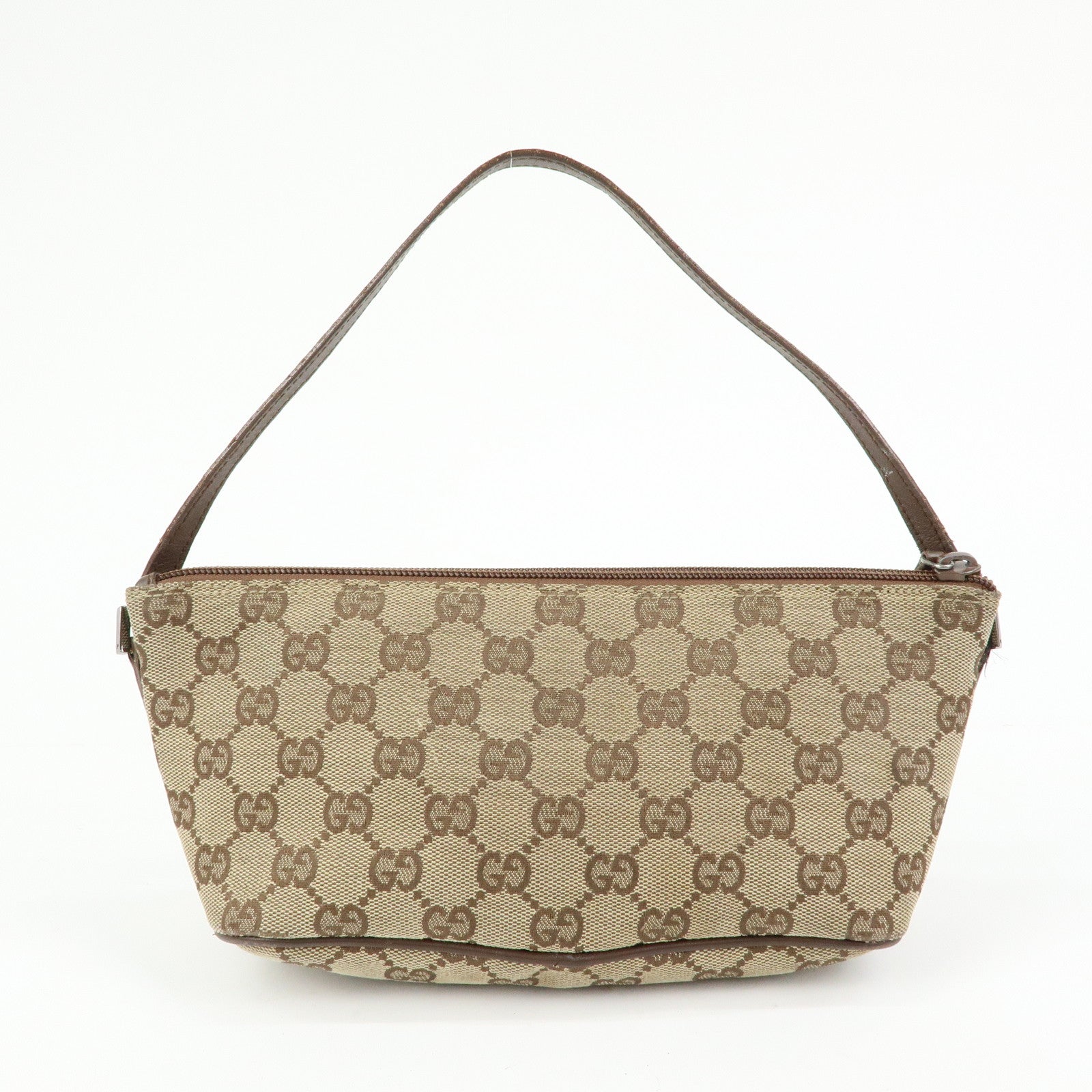 GUCCI Boat Bag GG Canvas Hand Bag Accessory Pouch Beige Brown 07198