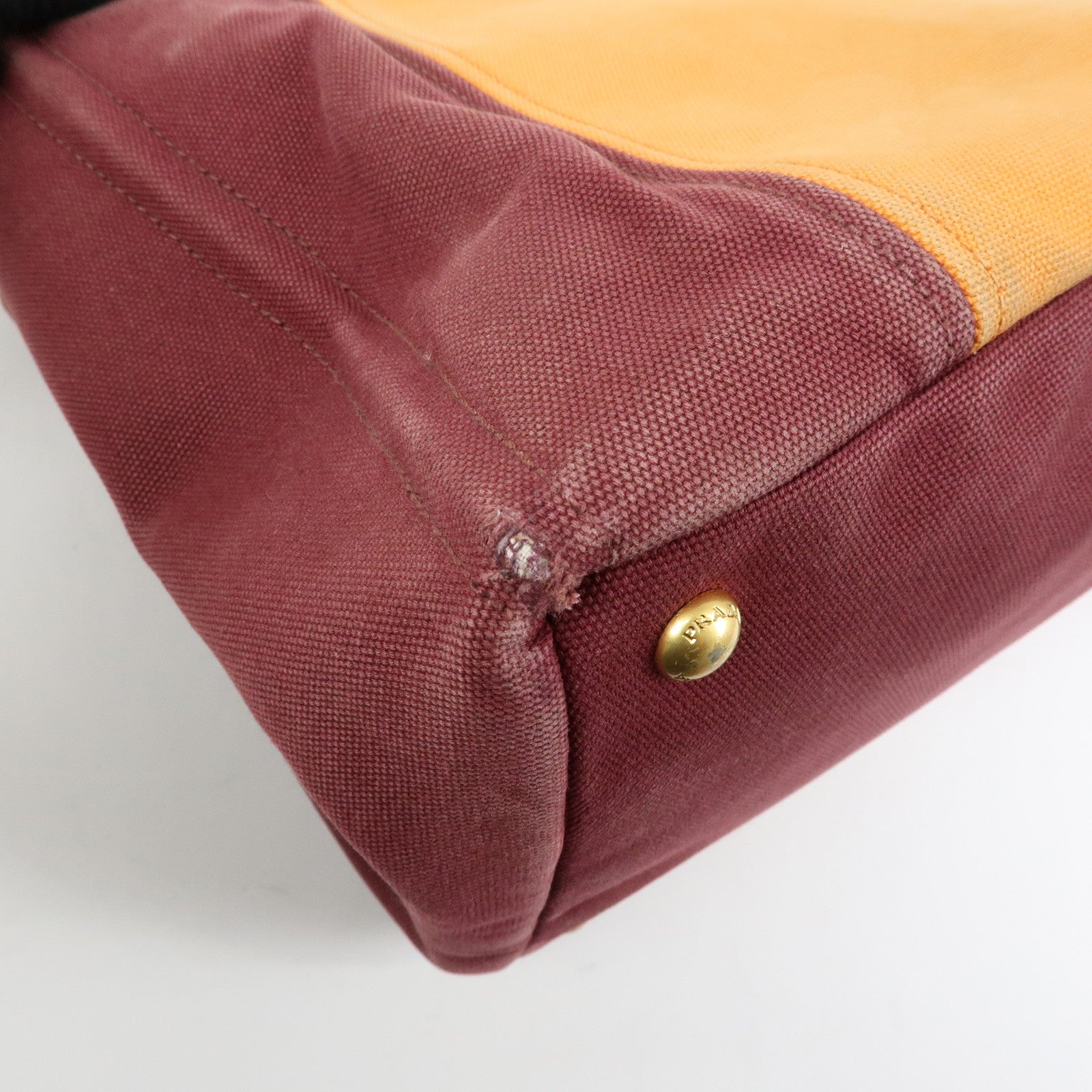 PRADA Logo Canapa Canvas 2Way Bag Tote Bag Orange Purple B1877G