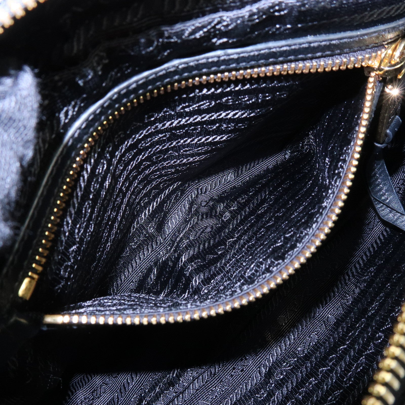 PRADA Triangle Logo Jacquard Leather Shoulder Bag Black 1BH089