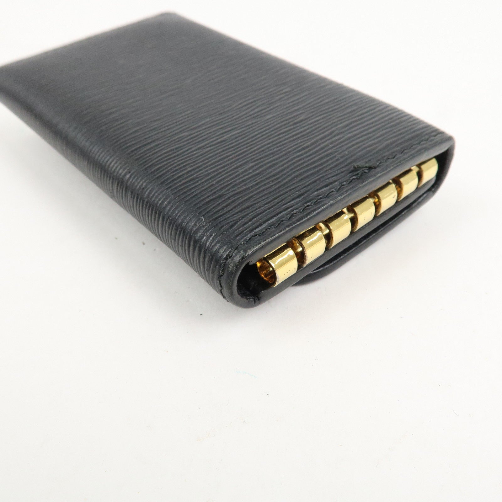 PRADA Triangle Logo Leather 6 Rings Key Case Black 1PG222