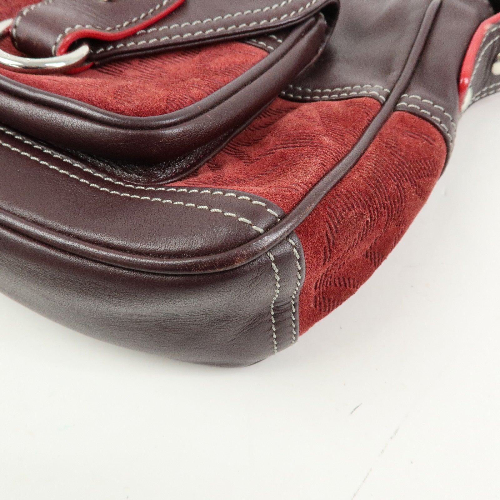 LOEWE Anagram Suede Leather Shoulder Crossbody Bag Bordeaux