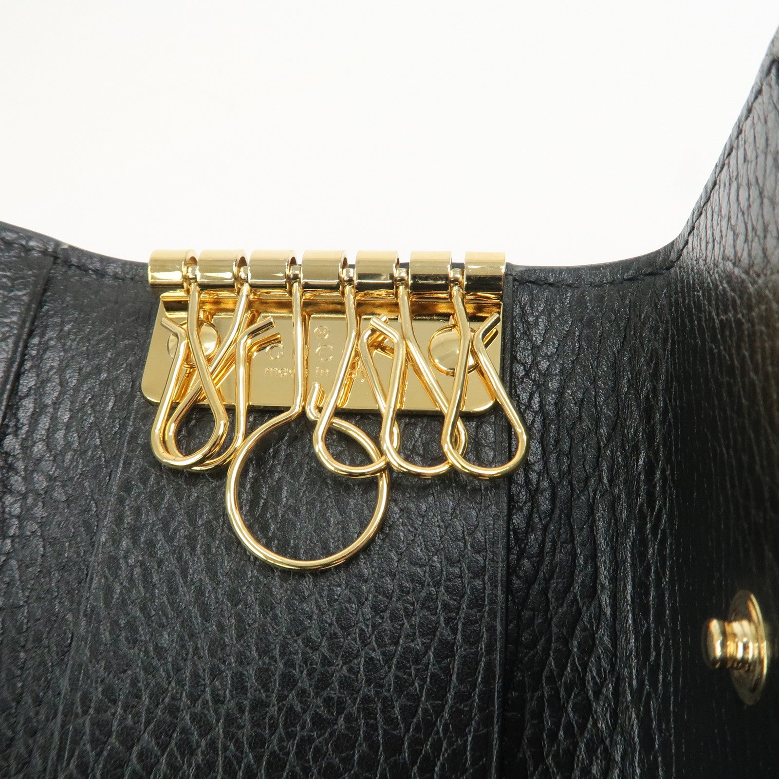 GUCCI GG Marmont Leather GG Supreme 6 Key Case Black 456118