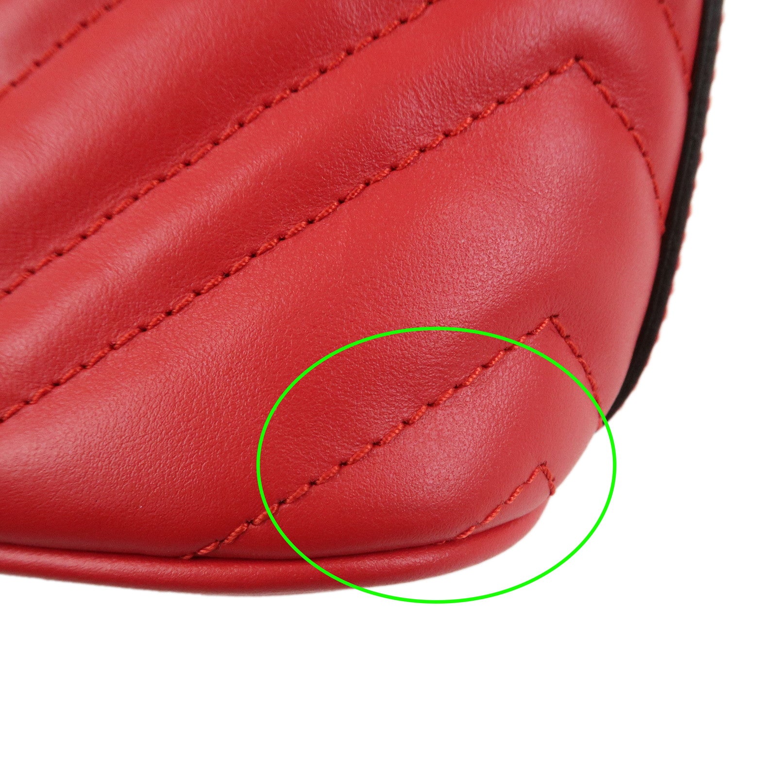 GUCCI GG Marmont Boat Bag Leather Shoulder Bag Red 739166