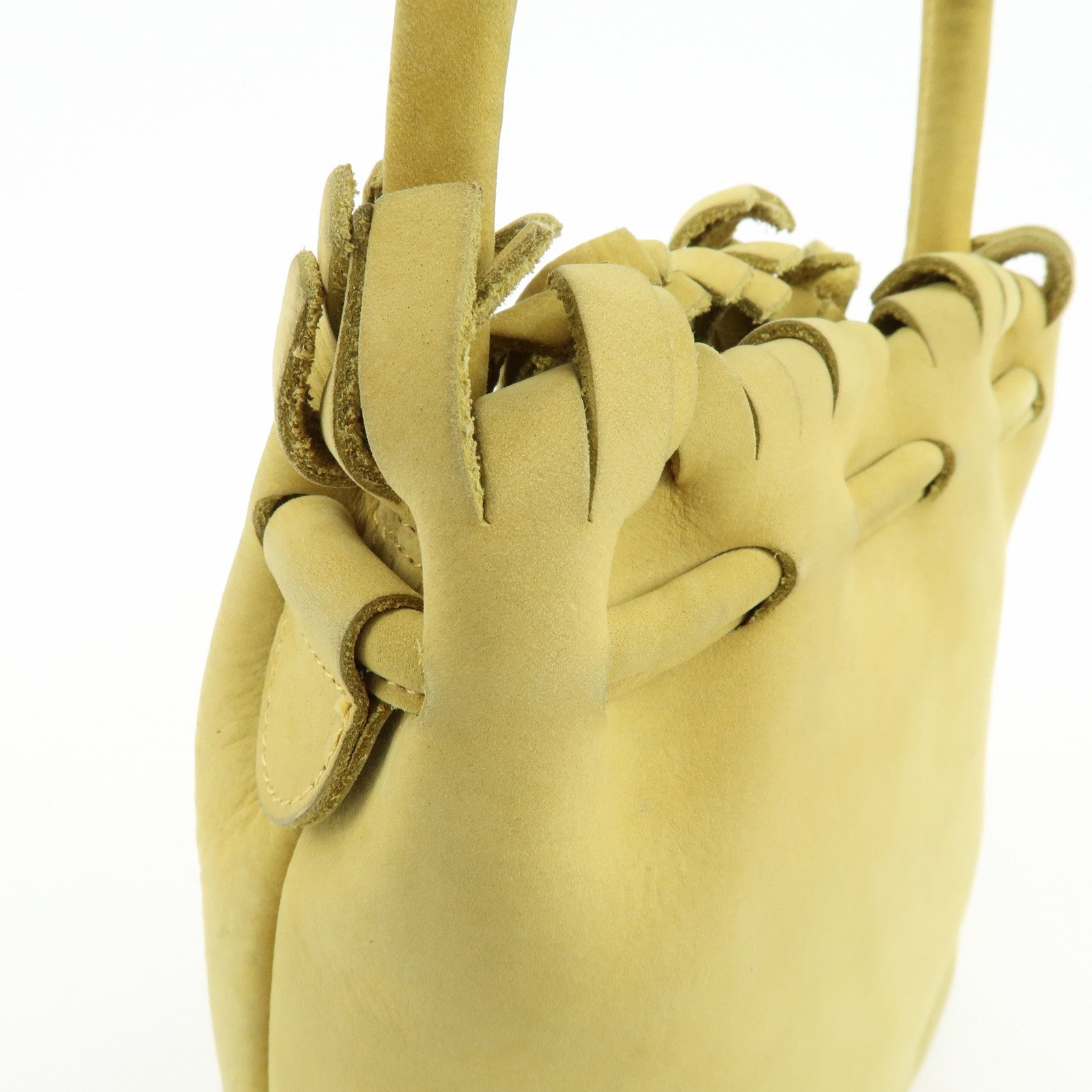 Ferragamo Suede Small Drawstring Hand Bag Yellow