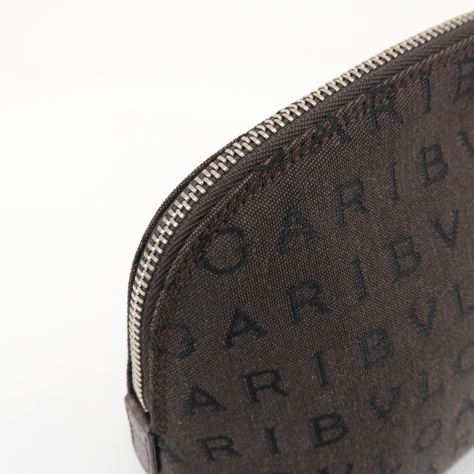 BVLGARI Logomania Canvas Pouch Cosmetic Pouch Dark Brown