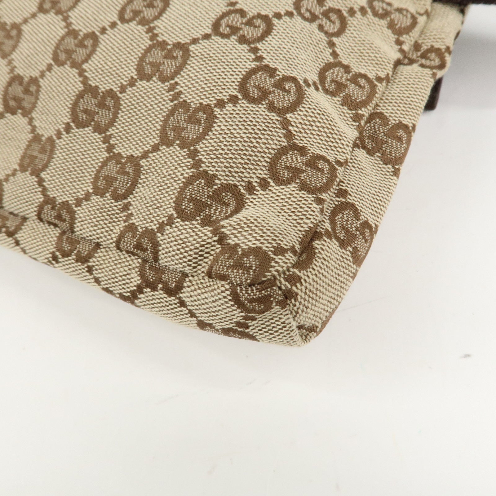 GUCCI GG Canvas Leather Waist Bag Crossbody Bag Beige Brown 28566 Used