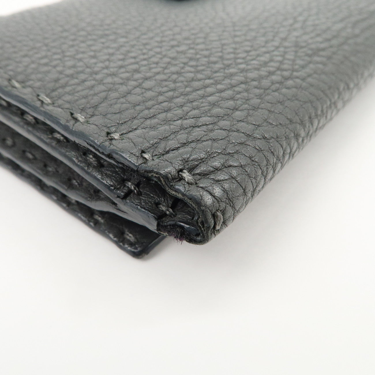 FENDI Selleria Leather Peekaboo Bi-Fold Long Wallet Gray 8M0308