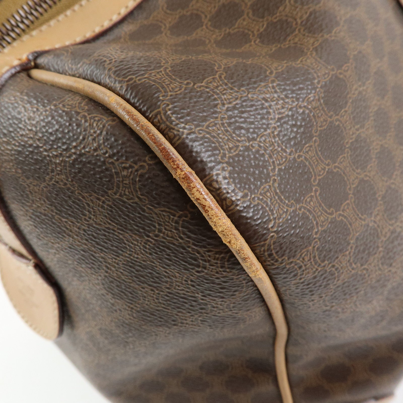 CELINE Macadam PVC Leather Boston Bag Hand Bag Brown