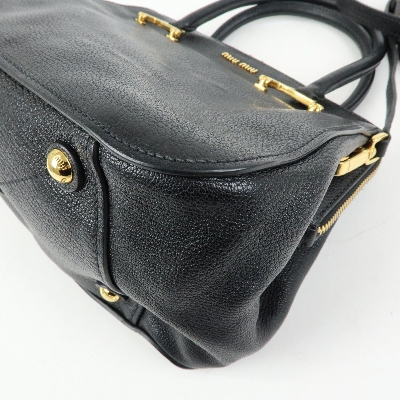 MIU MIU Madras Leather 2Way Bag Hand Bag Shoulder Bag Black