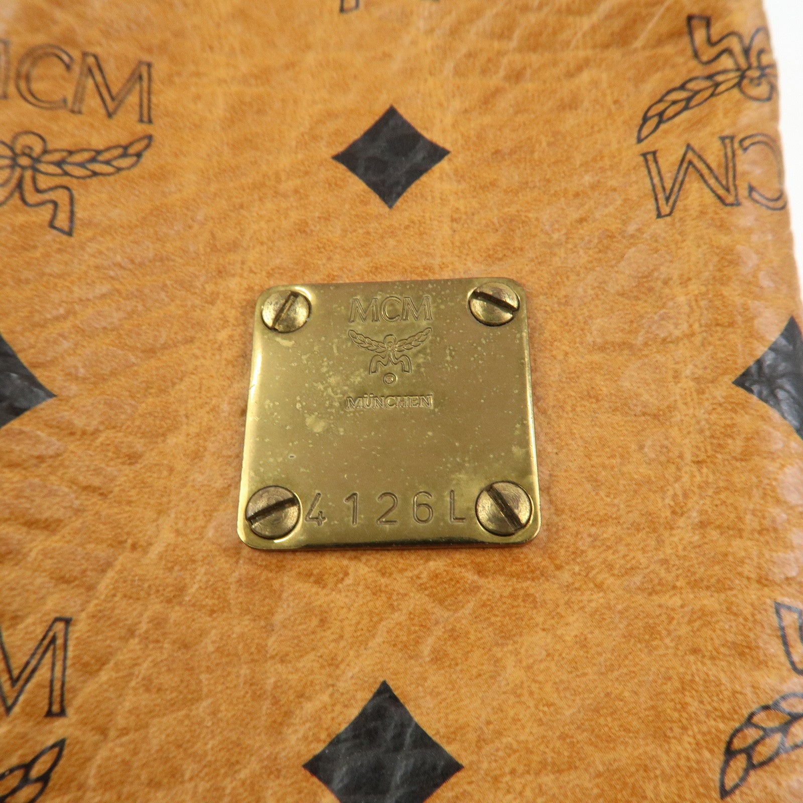 MCM Visetos Leather Drawstring Shoulder Bag Brown