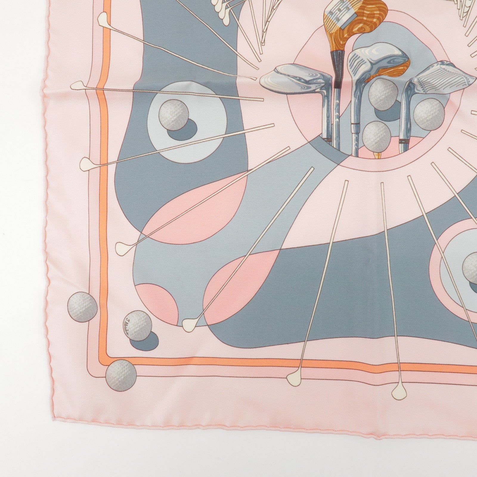 HERMES Carre 45 Set of 2 Silk 100% Scarf Light Pink Orange