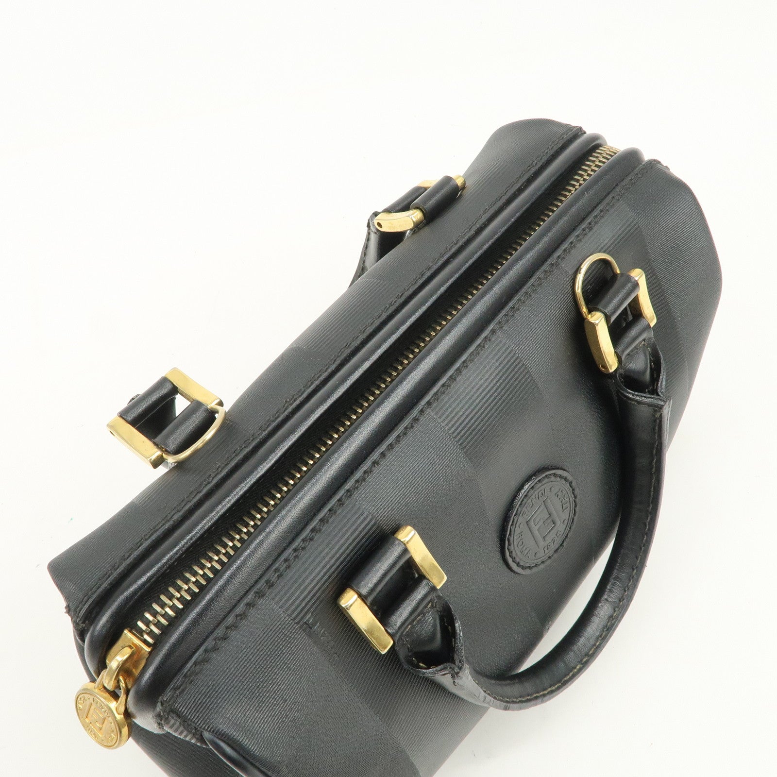 FENDI Pequin PVC Canvas Leather 2Way Boston Bag 259022
