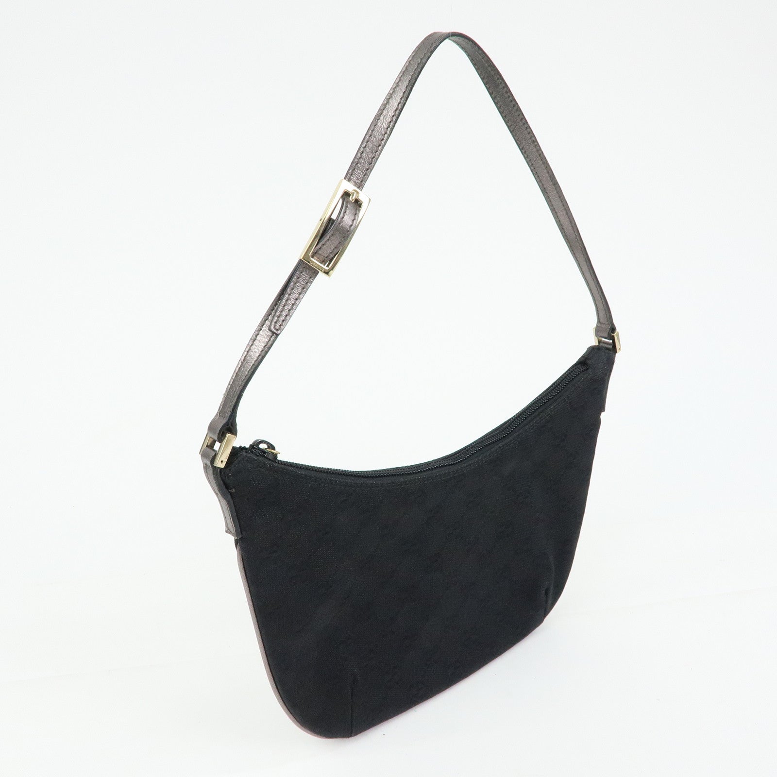 GUCCI GG Canvas Leather Shoulder Bag Hand Bag Black 005.0813