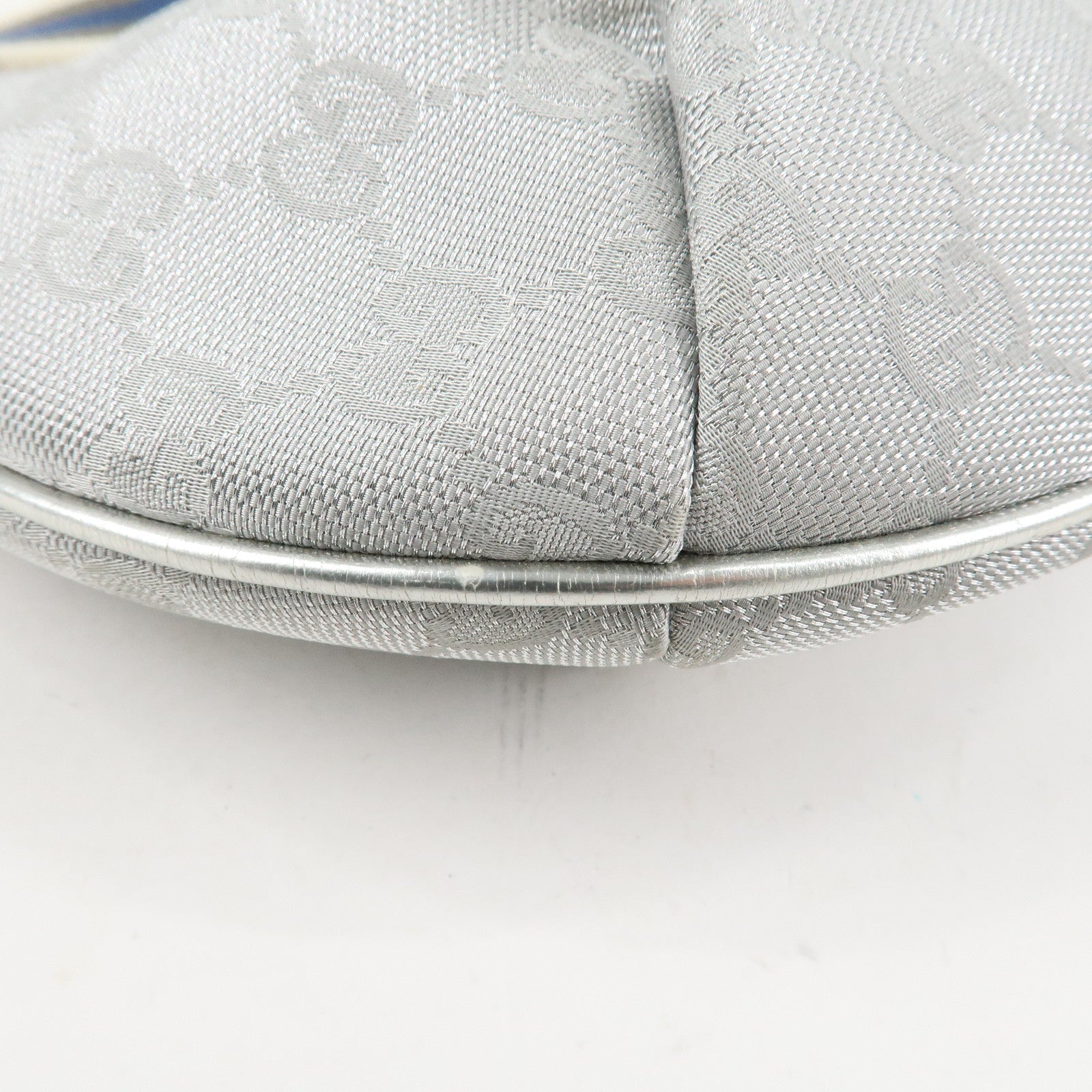 GUCCI Sherry GG Canvas Leather Shoulder Bag Silver 192756 Used