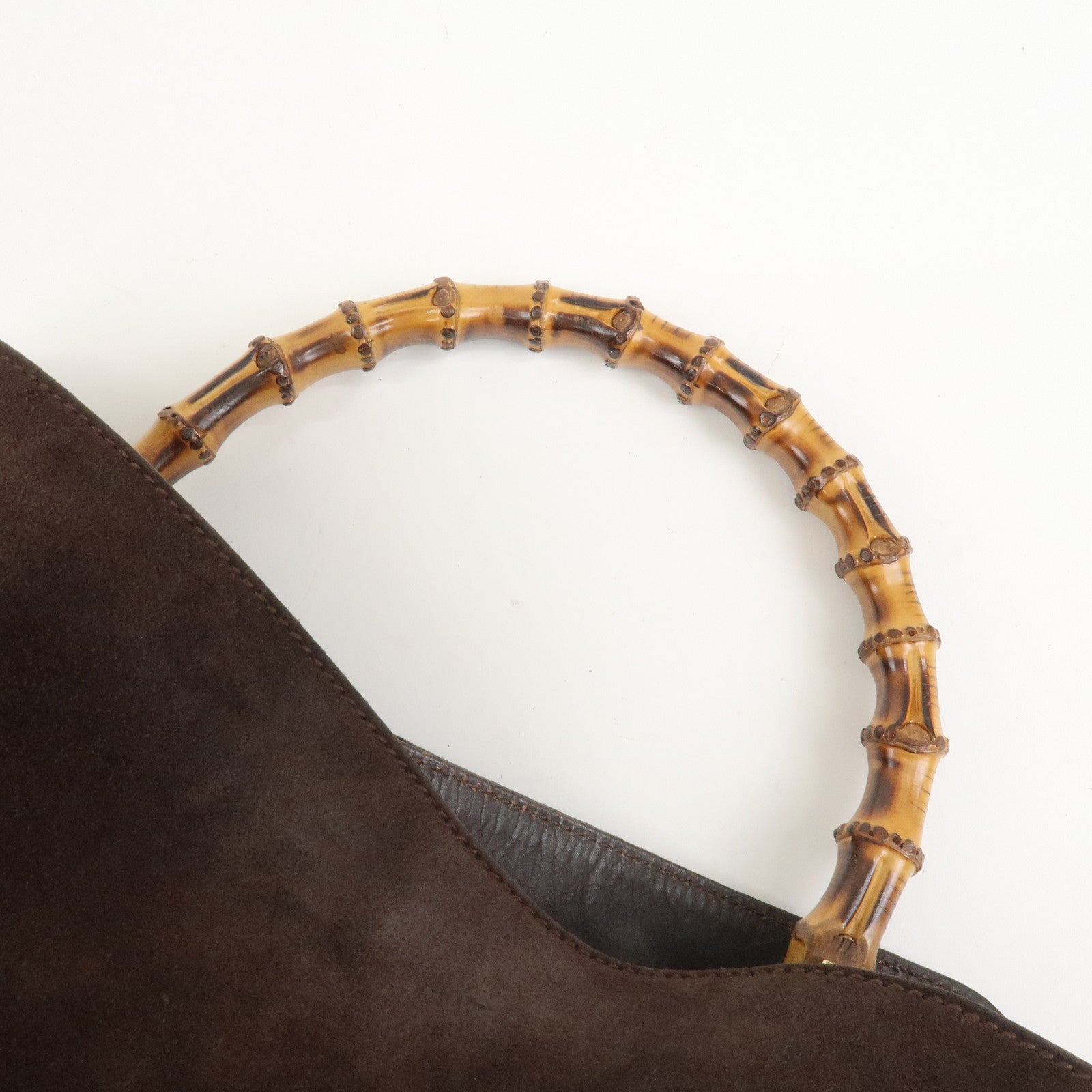 GUCCI Bamboo Suede 2WAY Bag Shoulder Bag Dark Brown 001.3754.1657