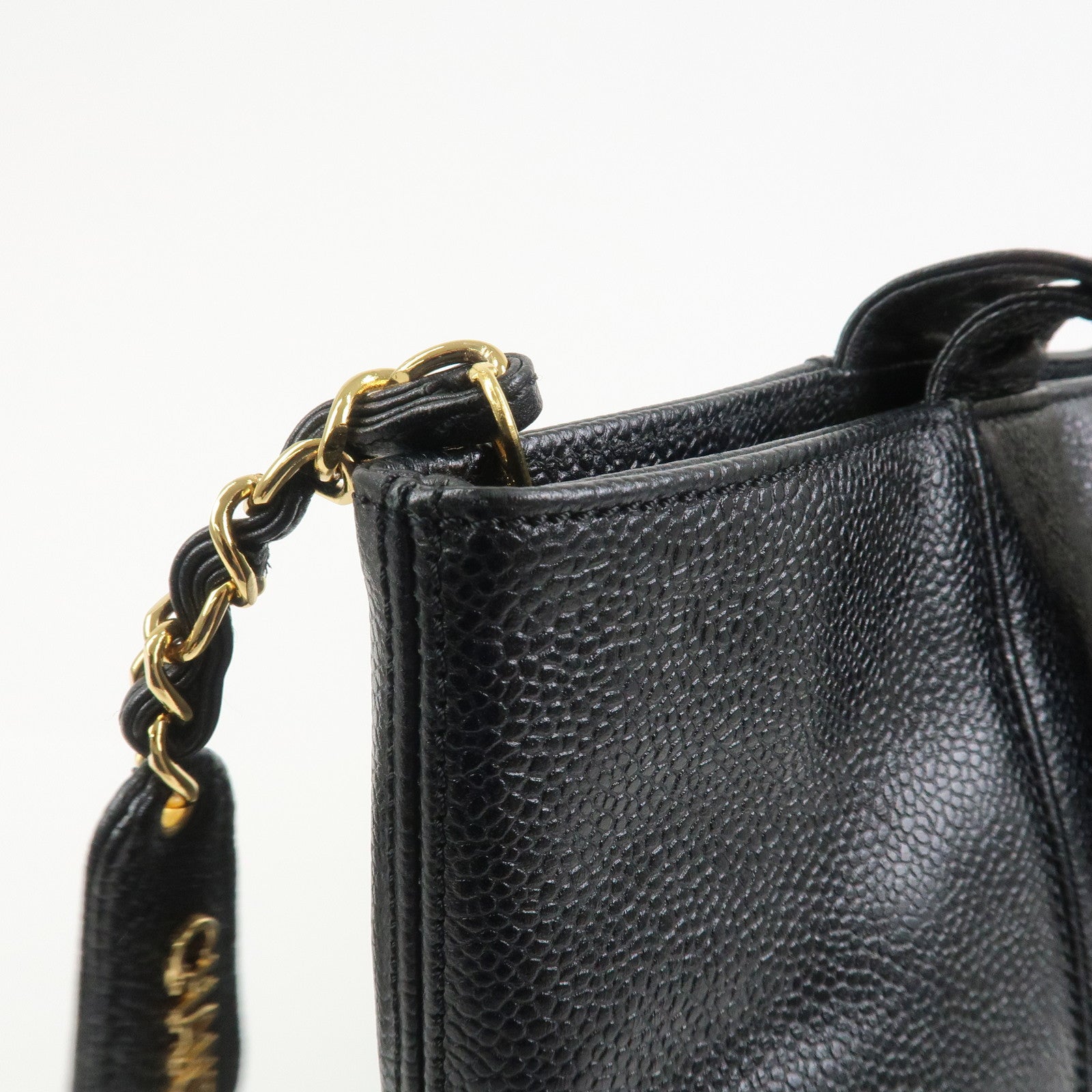 CHANEL COCO Mark Caviarskin Tote Bag Shoulder Bag Hand Bag Black