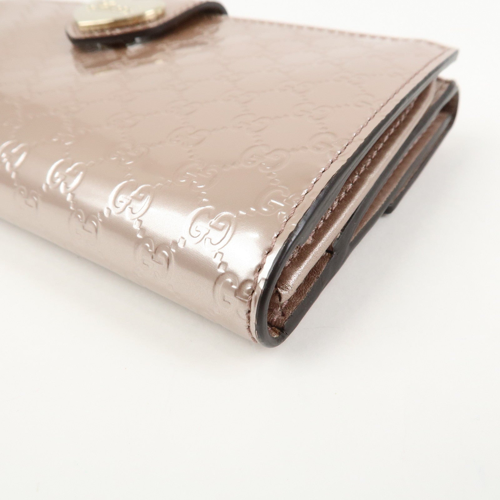 GUCCI Micro Guccissima Lovely Heart W Hook Long Wallet Pink 203550