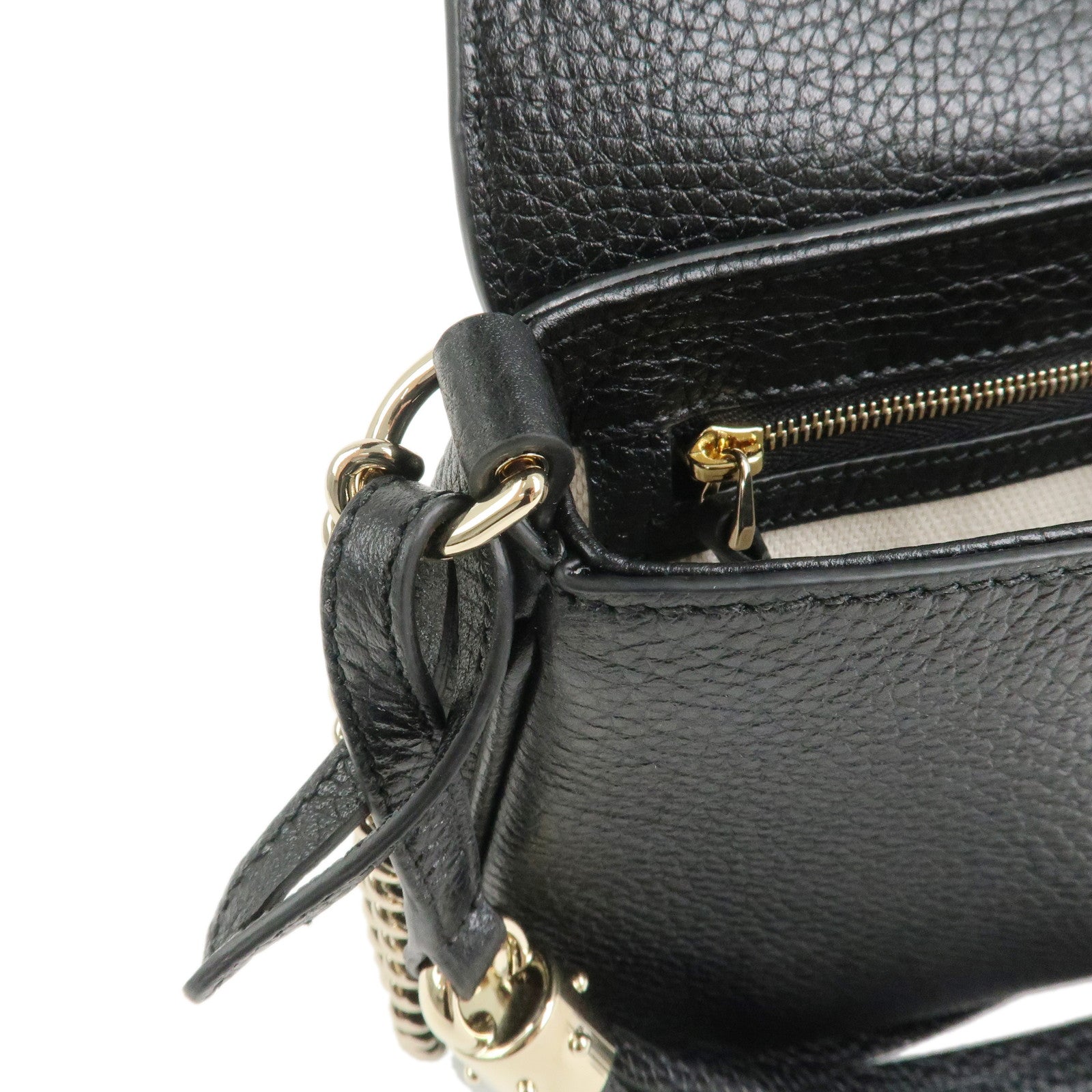 GUCCI SOHO Leather Chain Shoulder Bag Crossbody Bag Black 536224