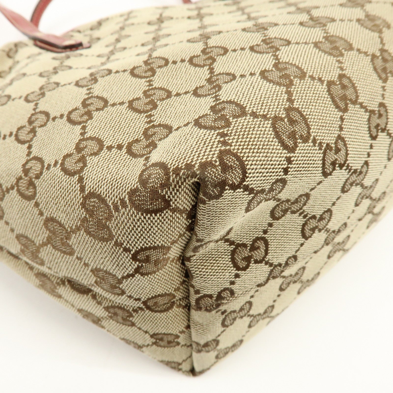 GUCCI Gucciori GG Canvas Leather PVC Shoulder Bag Beige Red 212376