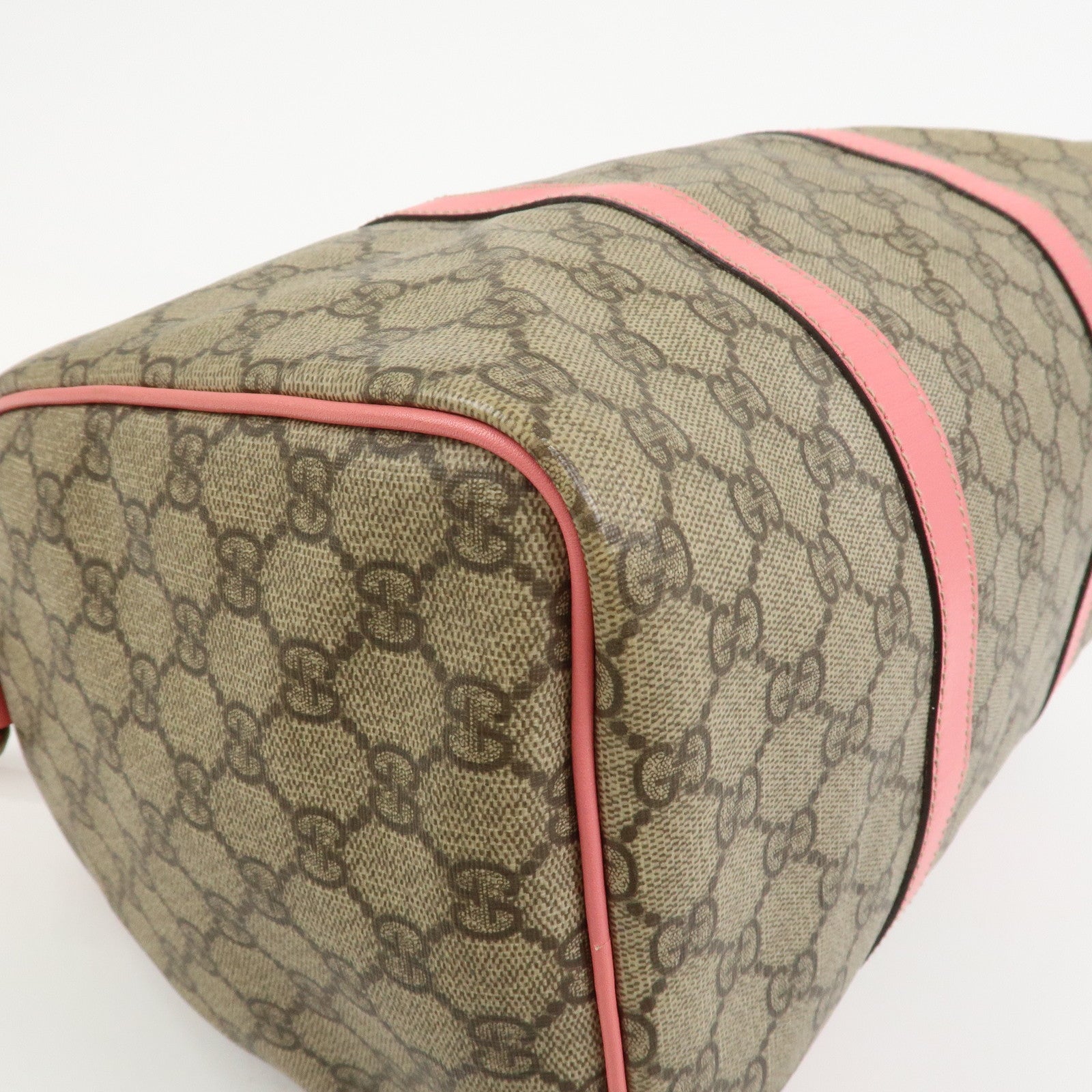 GUCCI GG Supreme Leather Boston Bag Hand Bag Beige Pink 193603