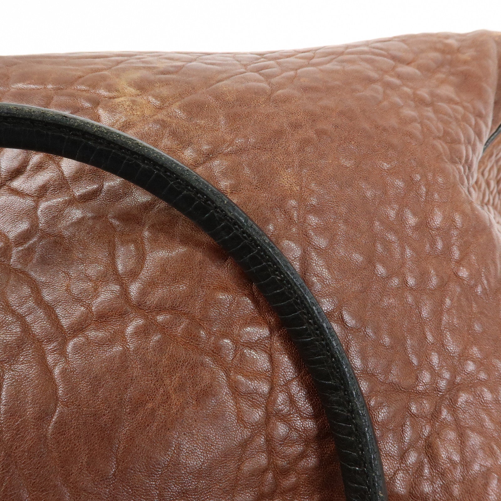 FENDI Etnico Leather Tote Bag Shoulder Bag Brown Black 8BN158