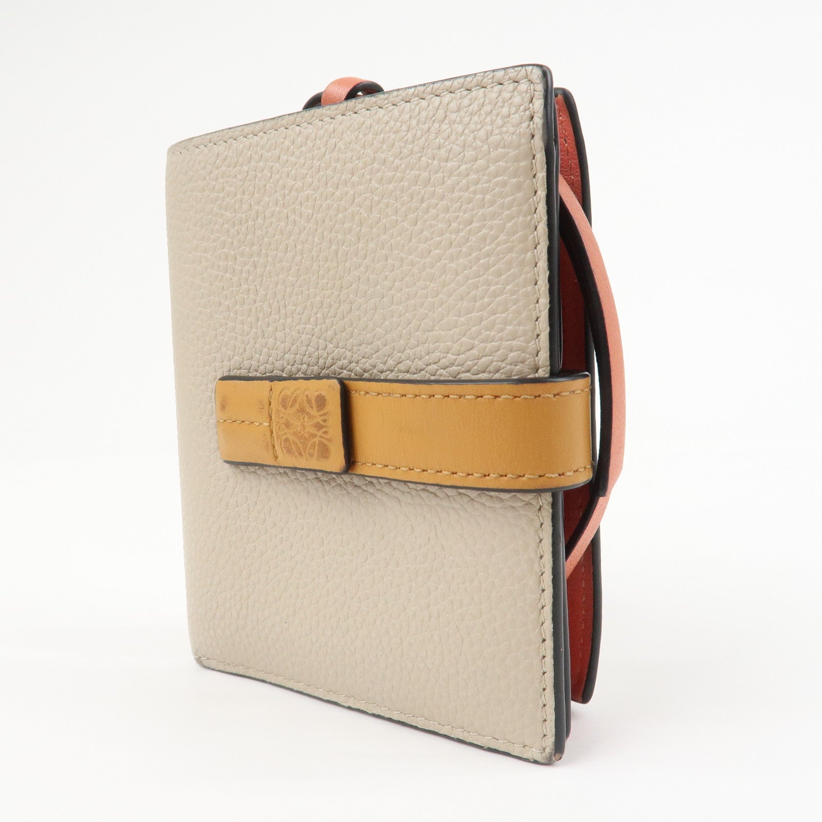 LOEWE Anagram Soft Grain Calf Compact Wallet Light Oats Honey