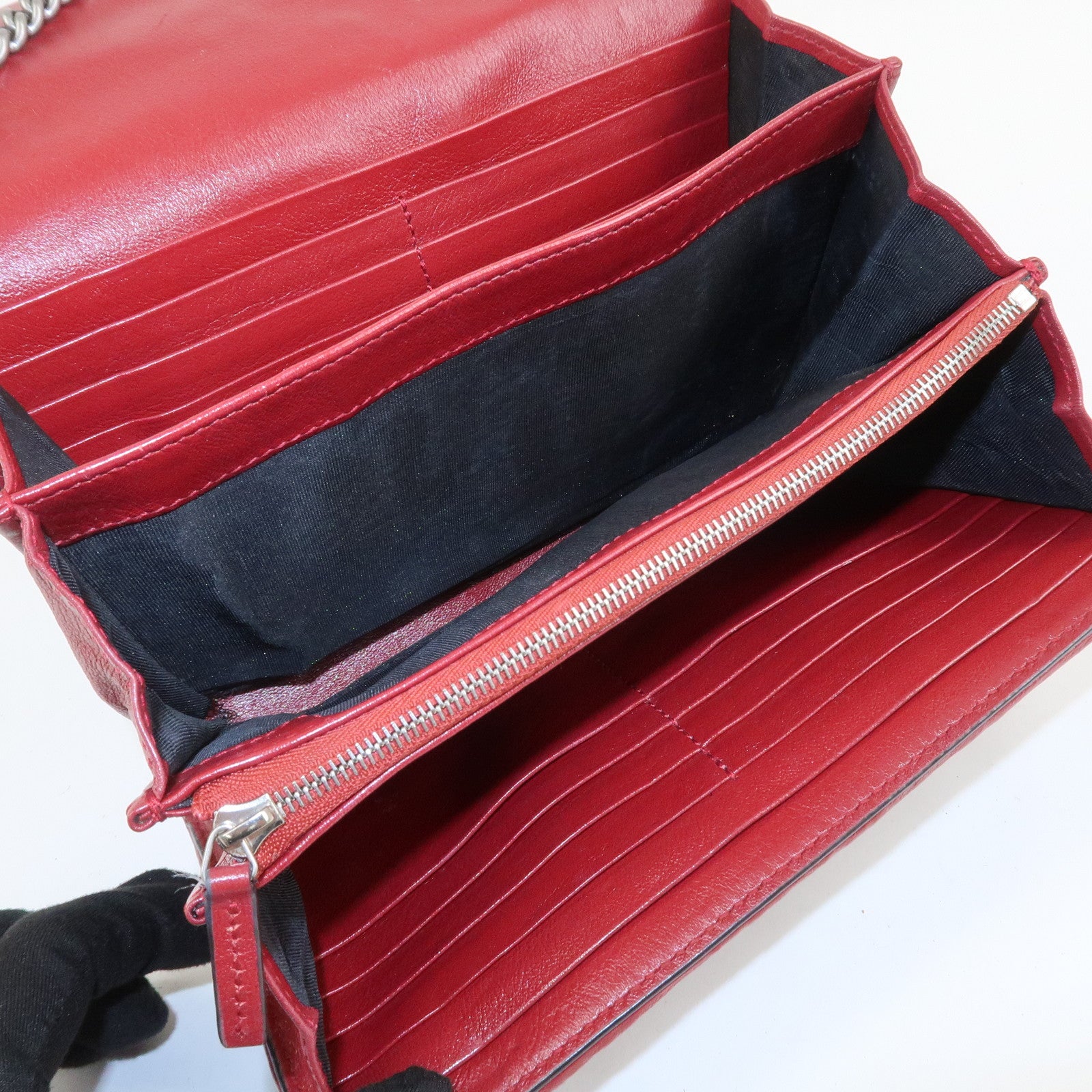 GUCCI Dionysus Tweed Leather Chain Shoulder Bag Black Ivory 401231