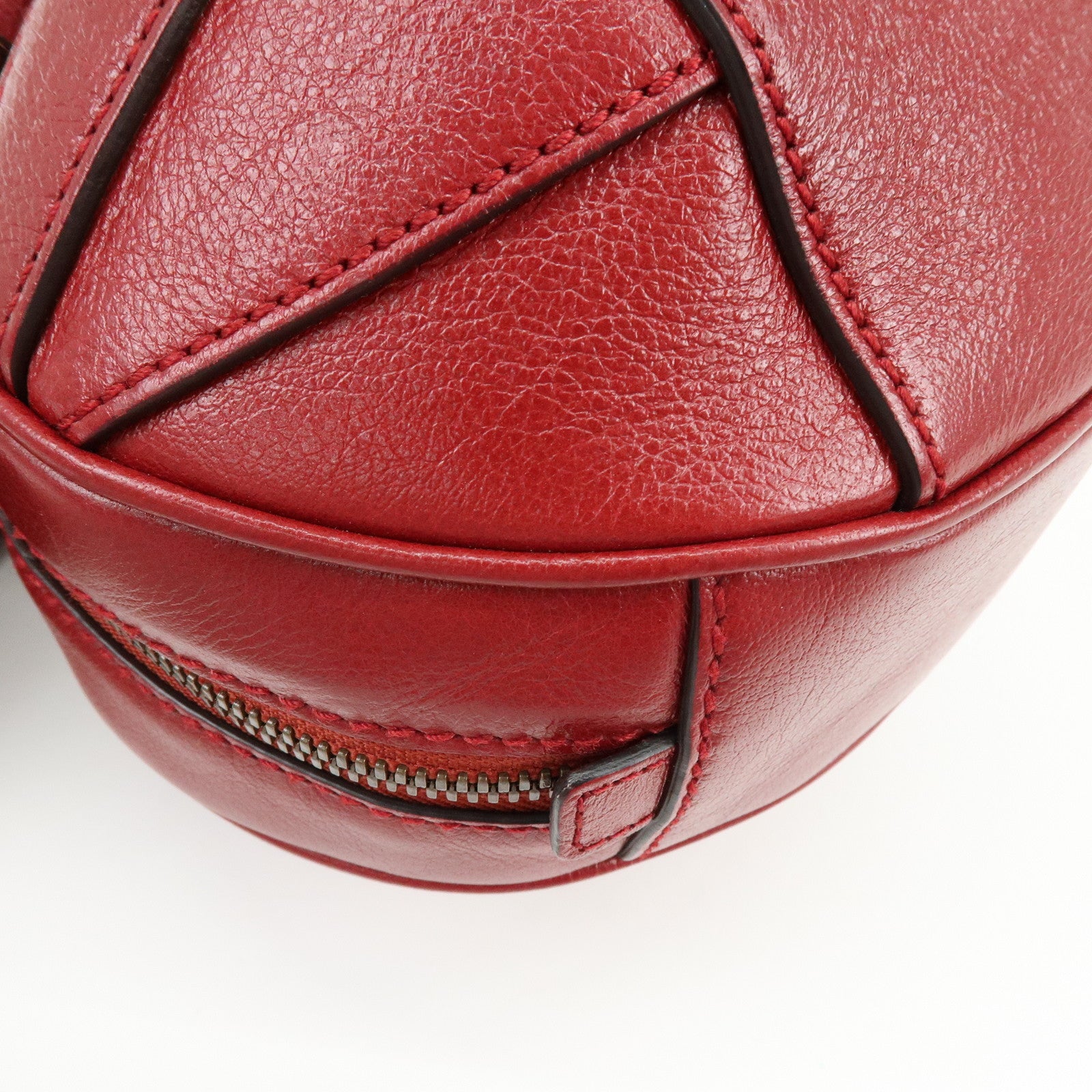 GUCCI Leather Basketball Shaped Mini Hand Shoulder Bag Red 547855