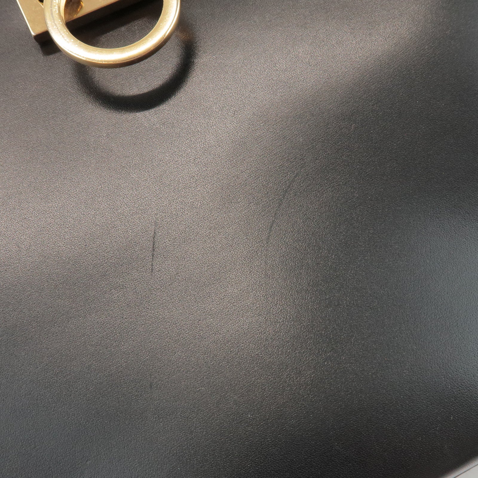 Ferragamo Gancini Calf Leather Shoulder Bag Hand Bag Black