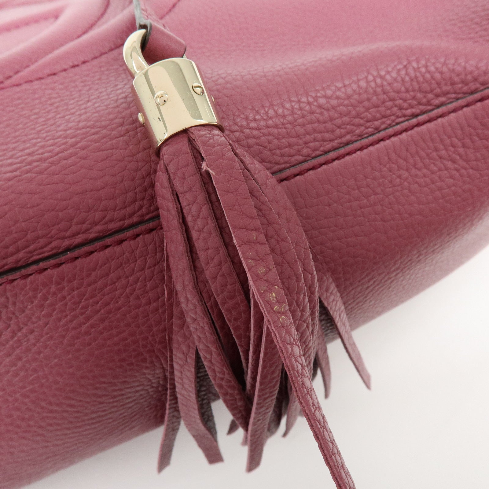 GUCCI SOHO Interlocking G Leather Chain Shoulder Bag Purple 308982