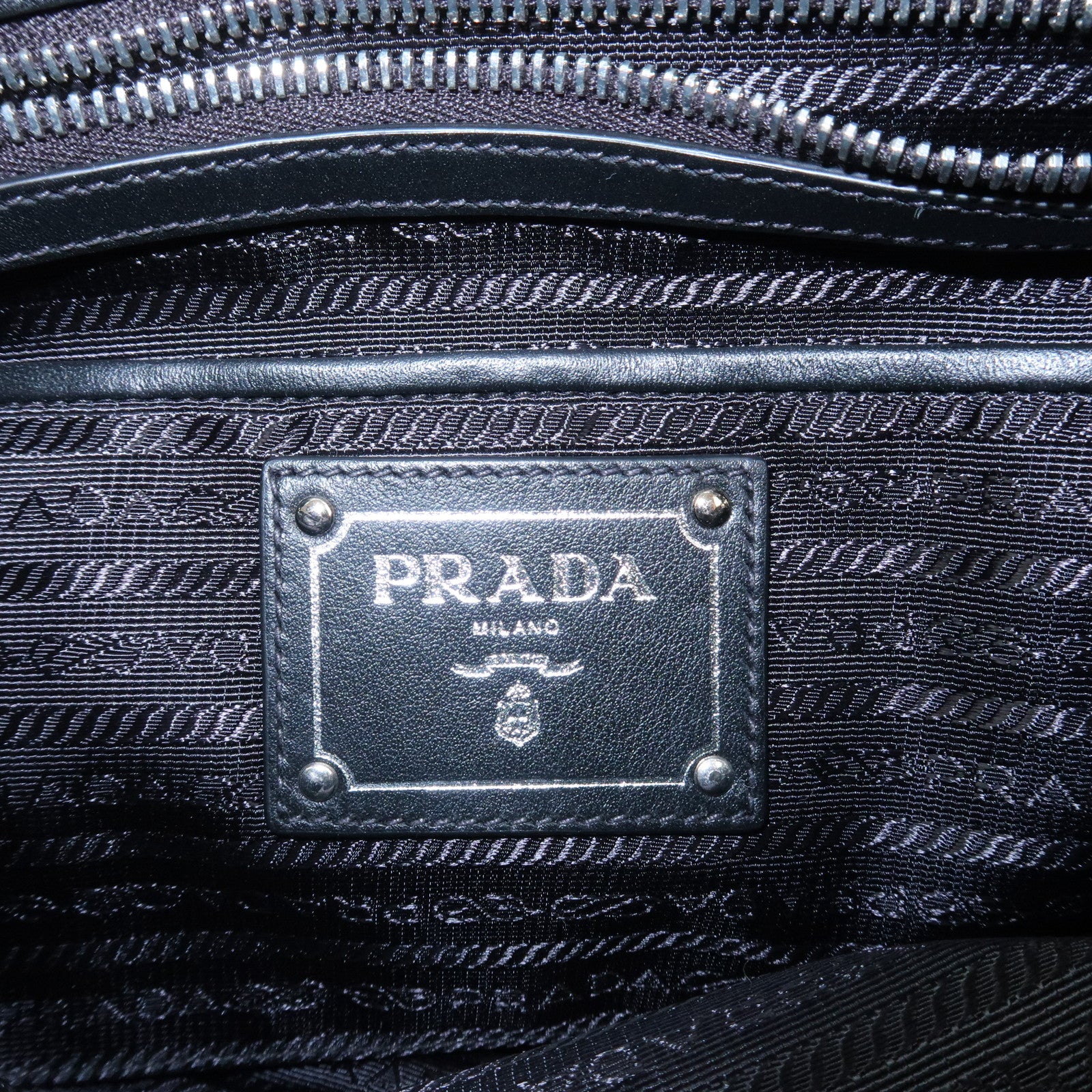PRADA Nylon Leather Shouldr Bag Hand Bag Black BR4894
