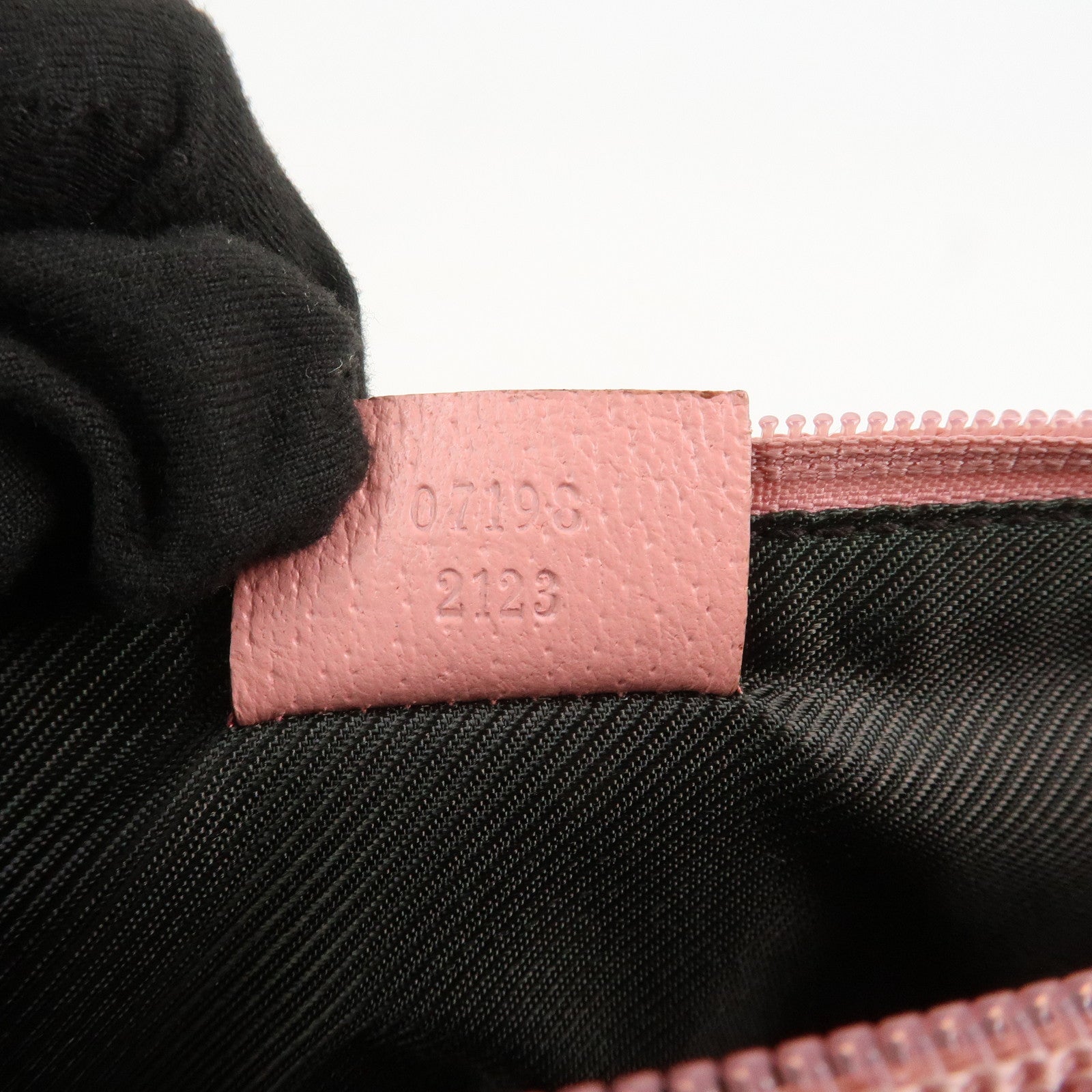 GUCCI Boat Bag GG Canvas Leather Hand Bag Beige Pink 07198