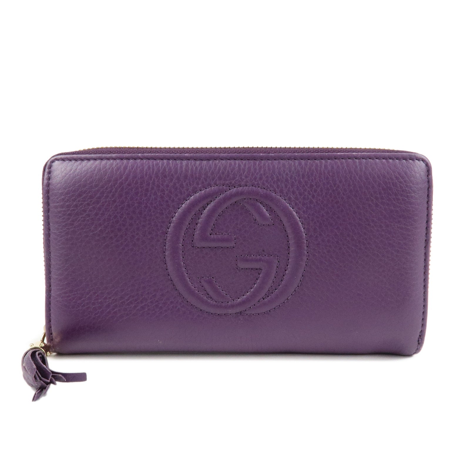 GUCCI SOHO Leather Zip Around Long Wallet Purple Used