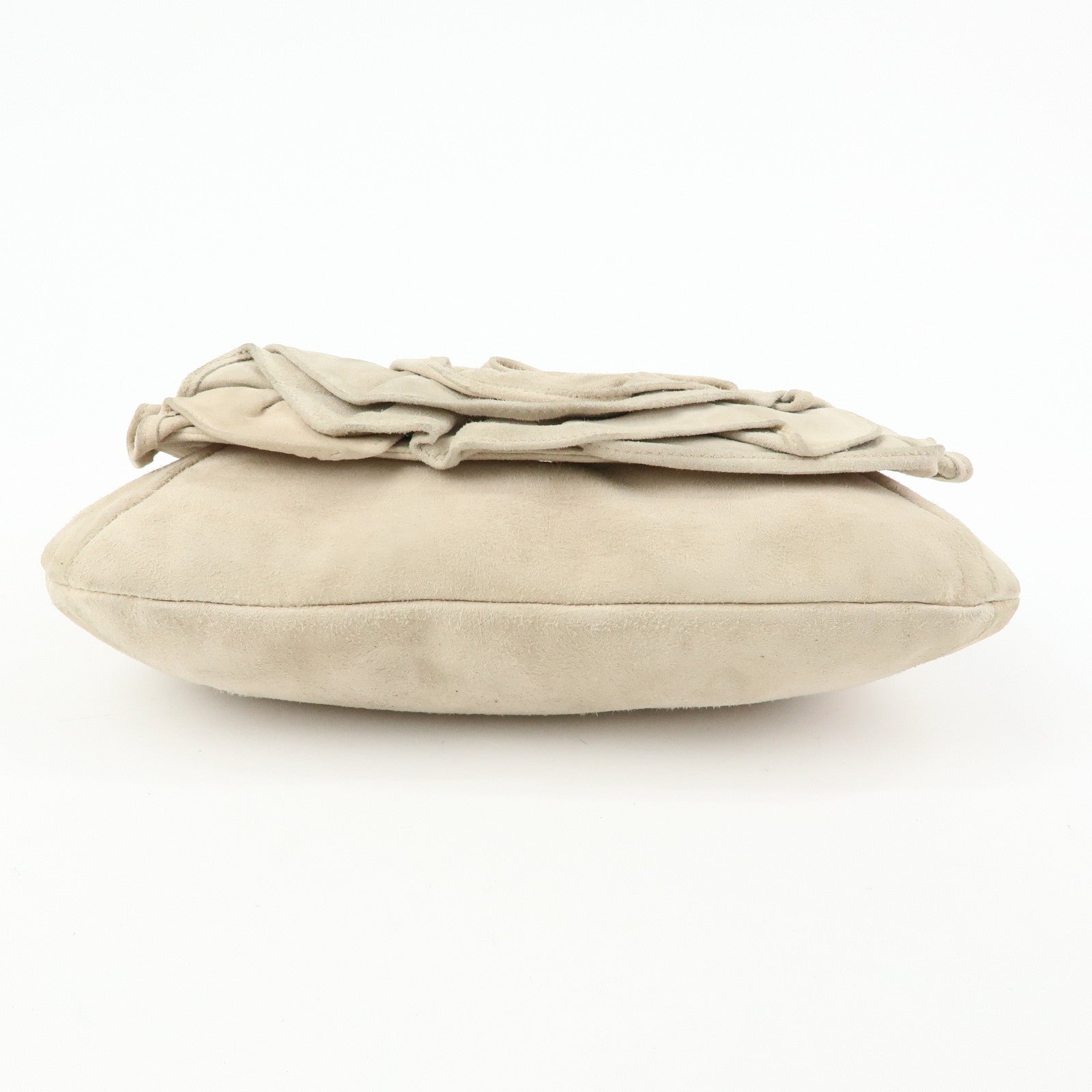 SAINT LAURENT PARIS Nadja Rive Gauche Suede Hand Bag Beige 112930