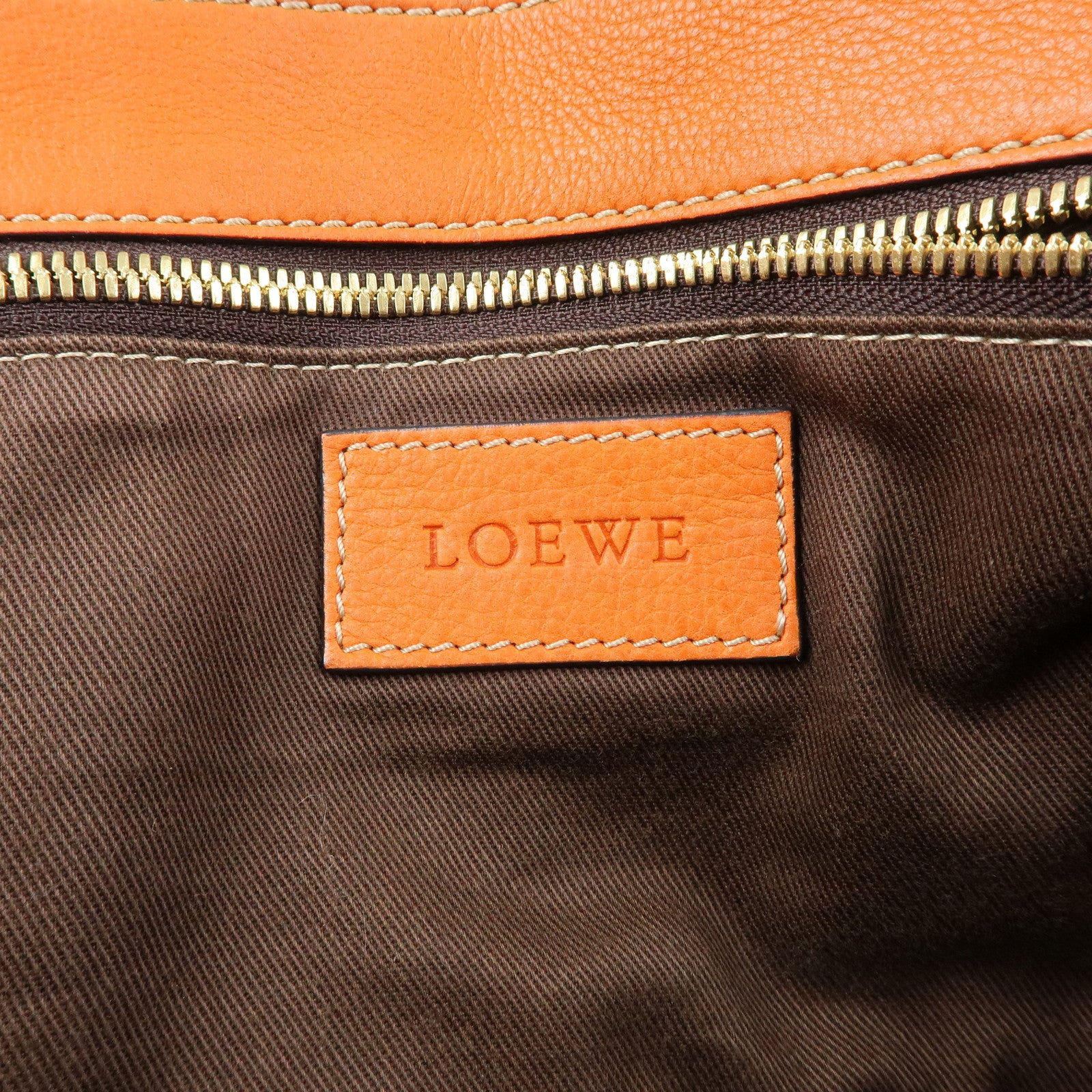 LOEWE Missy Canvas Leather 2Way Bag Tote Bag Beige Orange