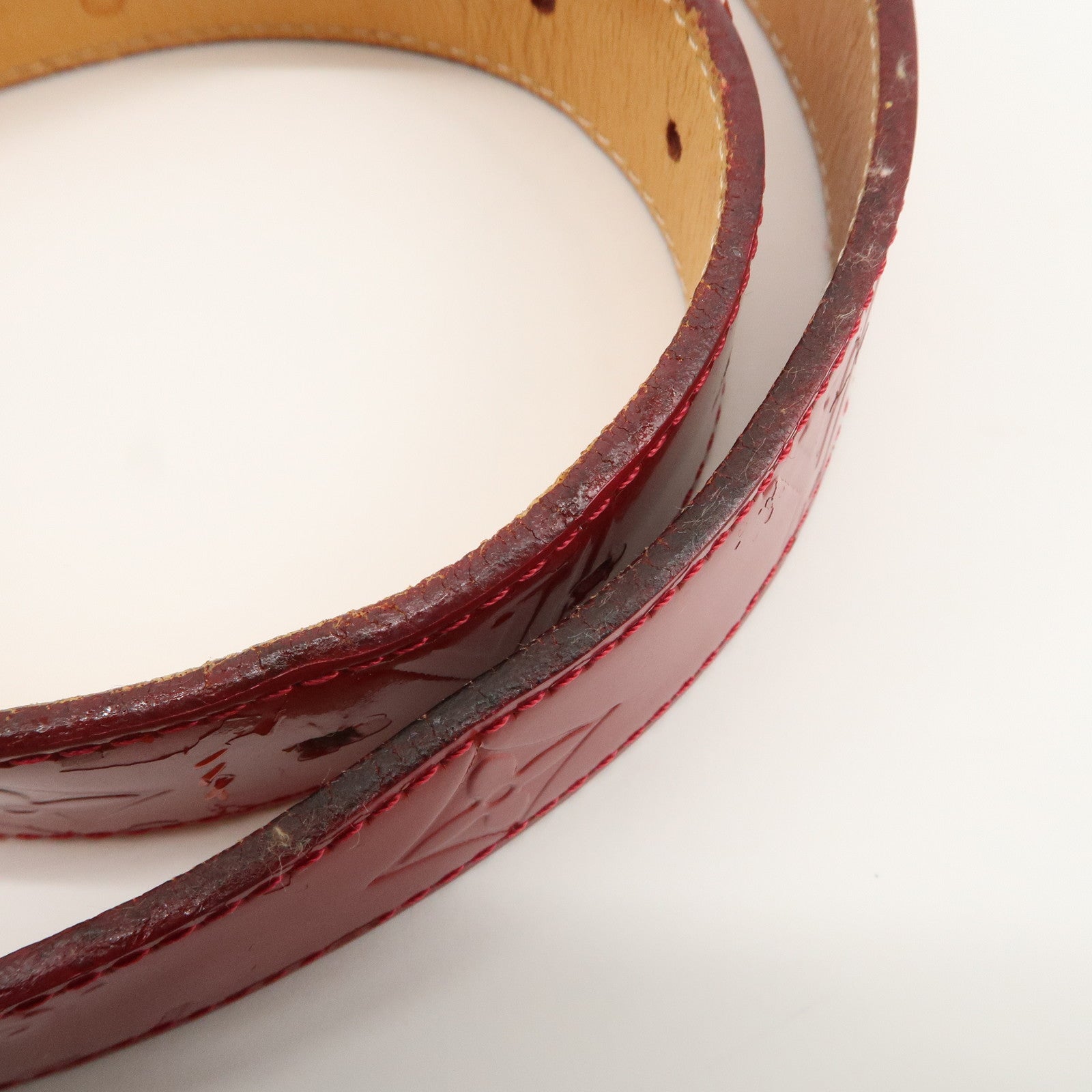 Louis Vuitton Monogram Vernis Ceinture Carre Belt 90/36 Red M6980
