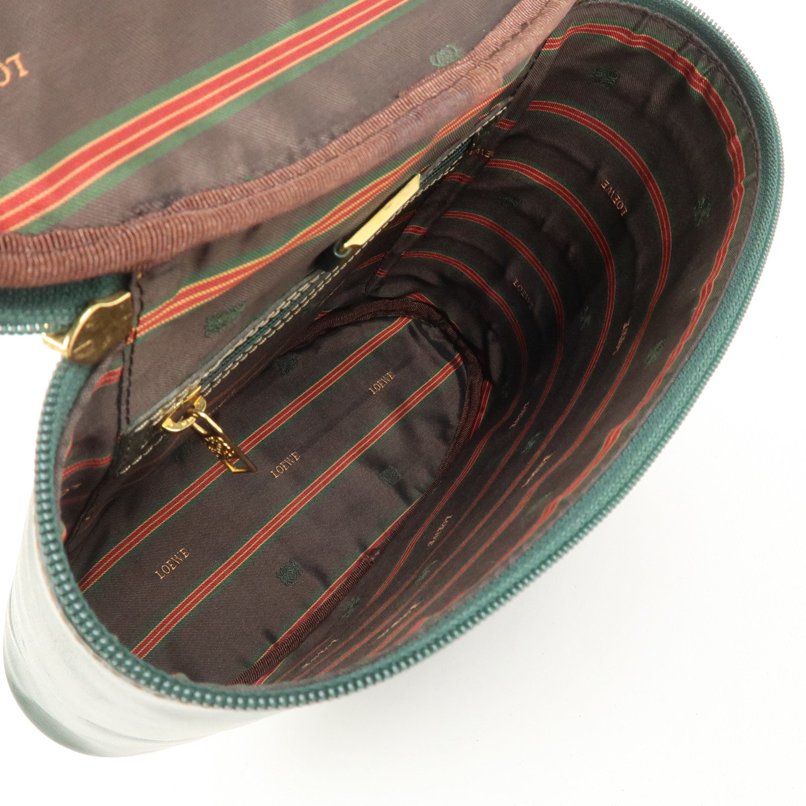 LOEWE Velazquez Calf Leather Hand Bag Vanity Bag Green