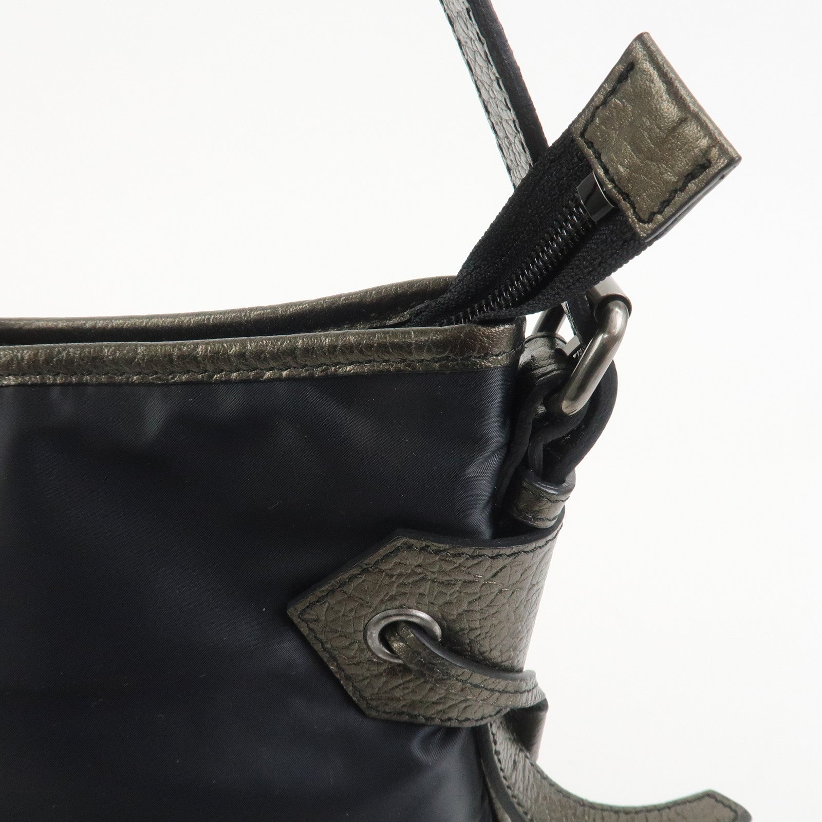 BURBERRY Nylon Leather Shoulder Bag Crossbody Bag Black Bronze