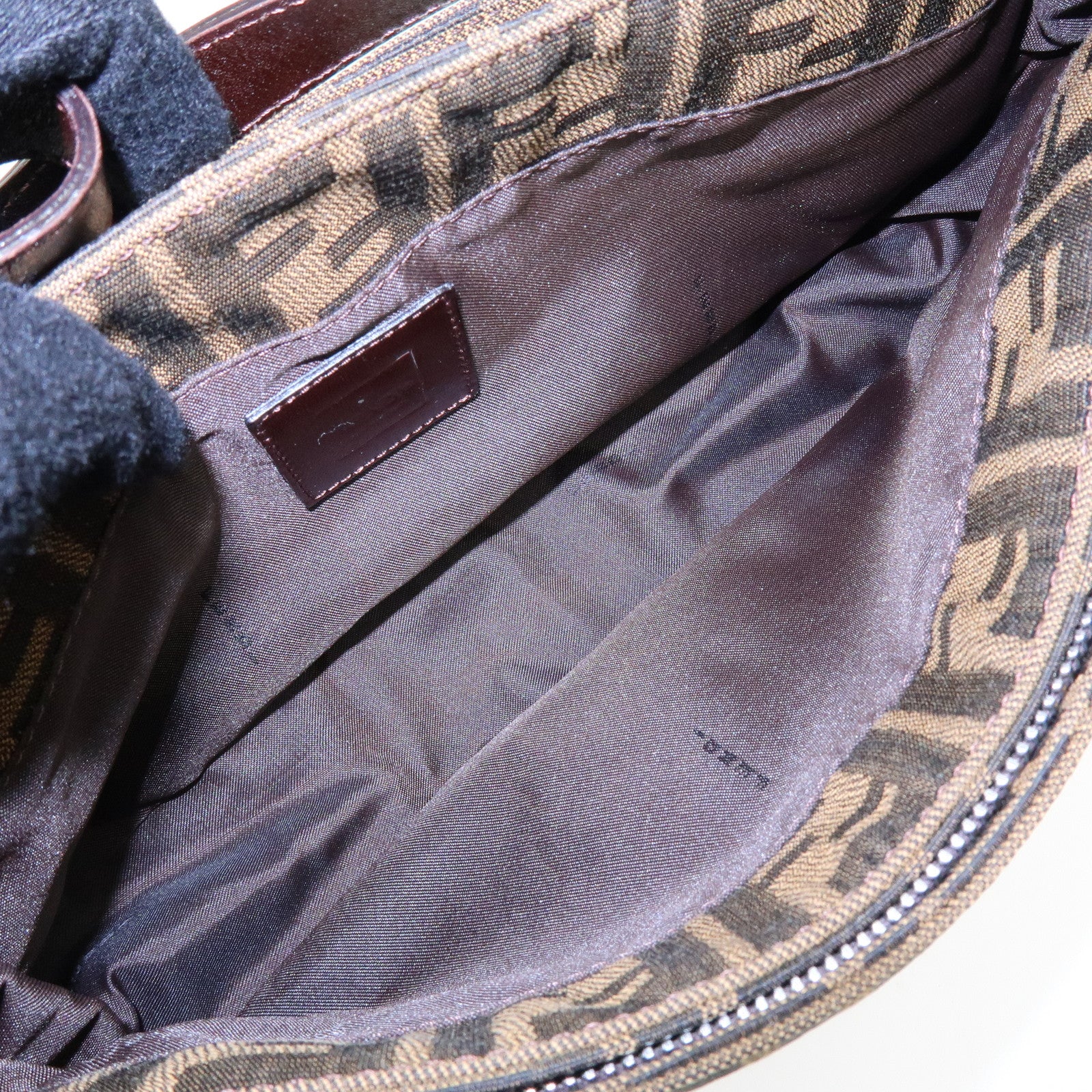 FENDI Zucca Canvas Leather Hand Bag Shoulder Bag Brown 26722