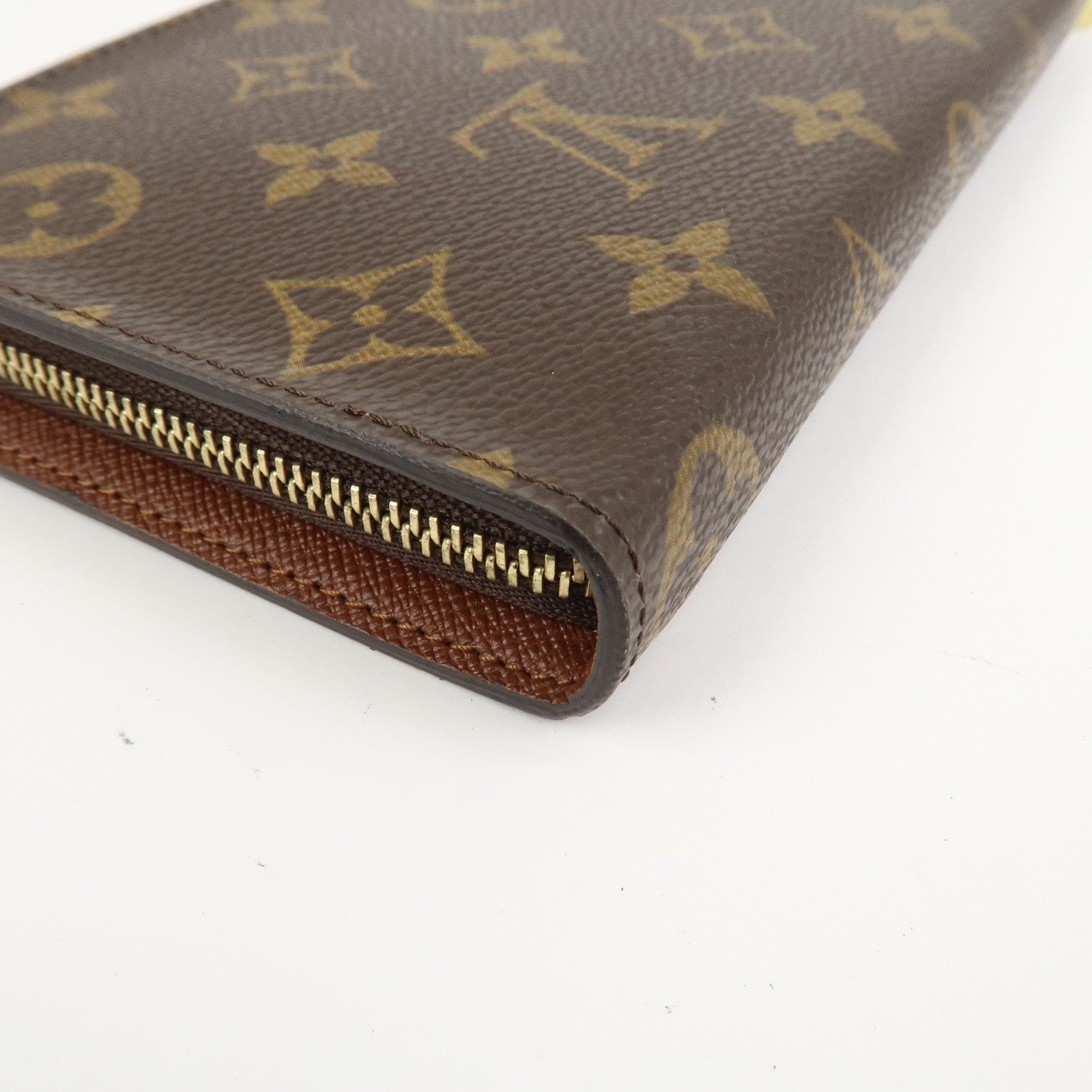 Loius Vuitton Monogram Porte Monnaie Zip Long Wallet Brown M61727