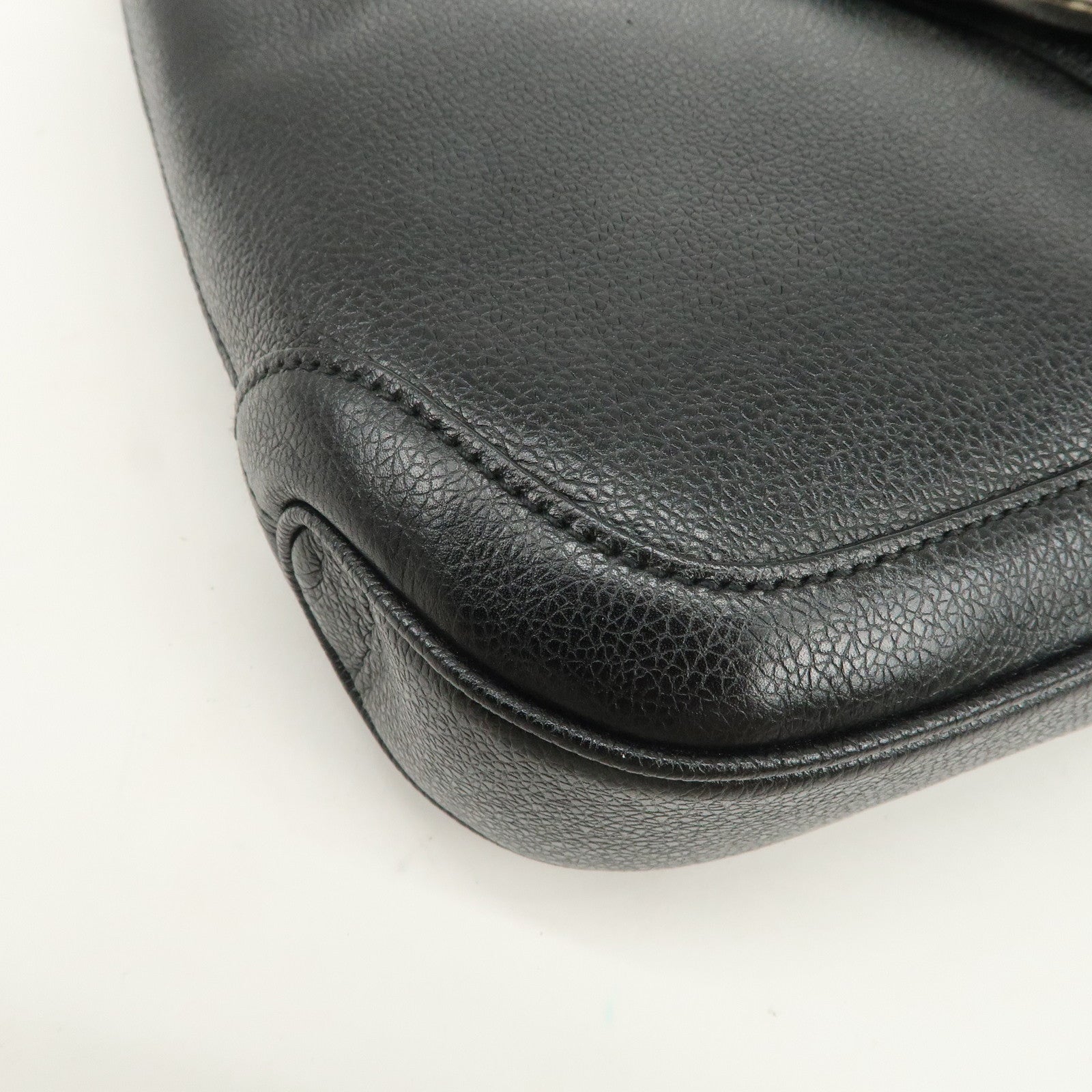BVLGARI Logo Leather Shoulder Bag Hand Bag Black