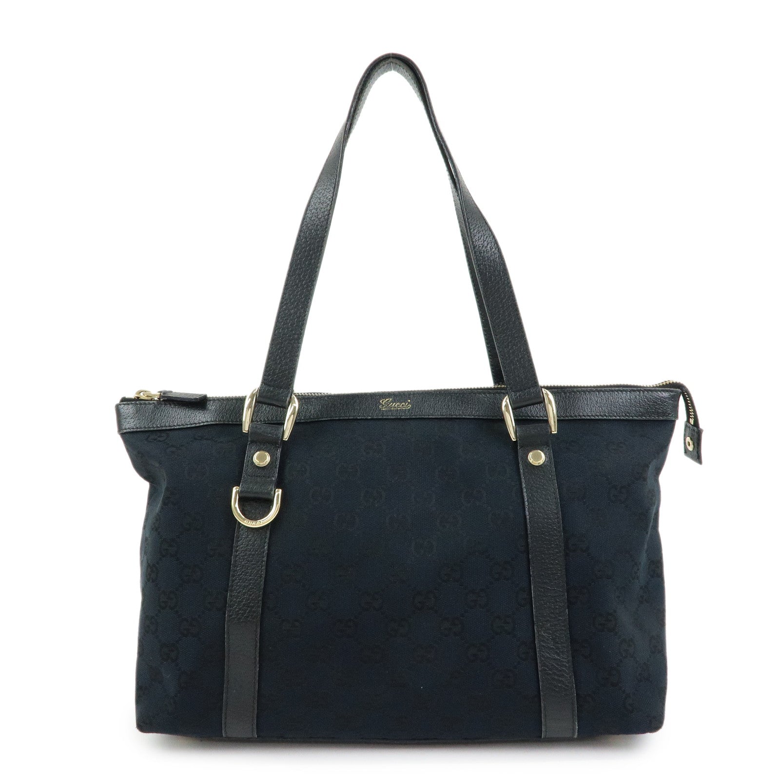 GUCCI Abbey GG Canvas Leather Tote Bag Shoulder Bag Black 141470