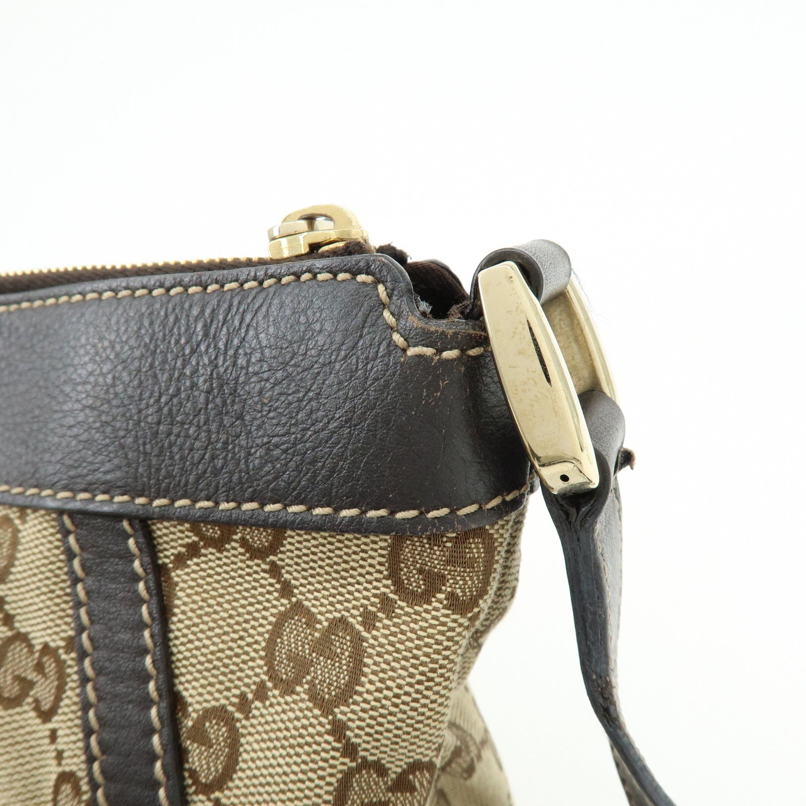 GUCCI Abbey GG Canvas Leather Shoulder Crossbody Bag Brown 203257
