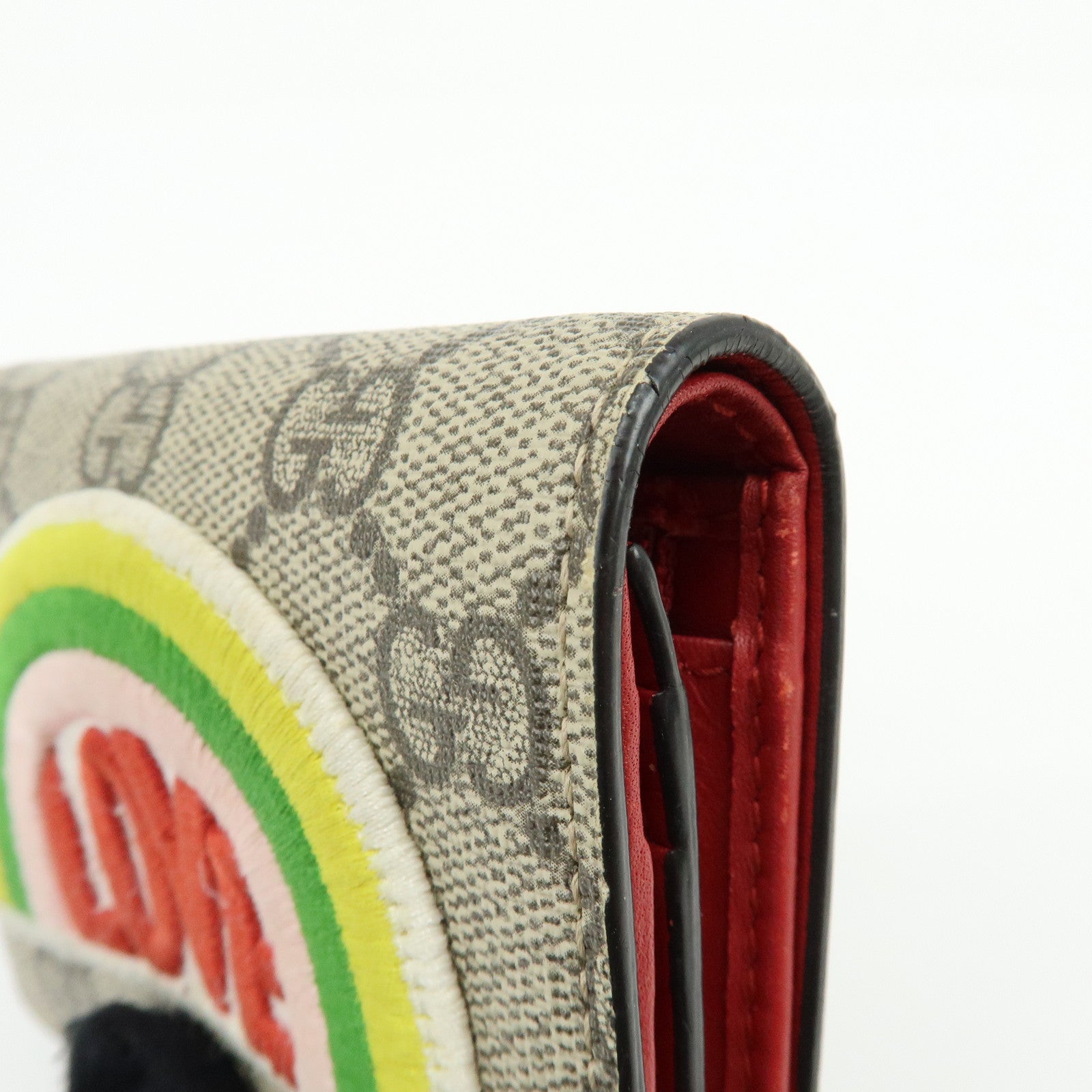 GUCCI LOVE Rainbow GG Supreme PVC Leather Compact Wallet 476412