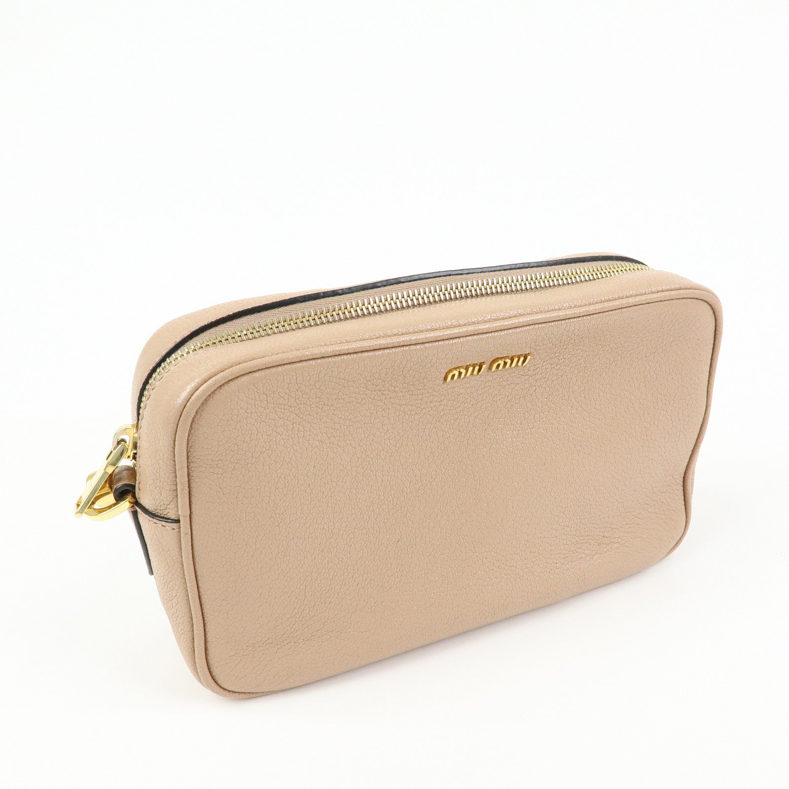 MIU MIU Madras Leather Camera Bag Shoulder Bag Crossbody Bag Beige