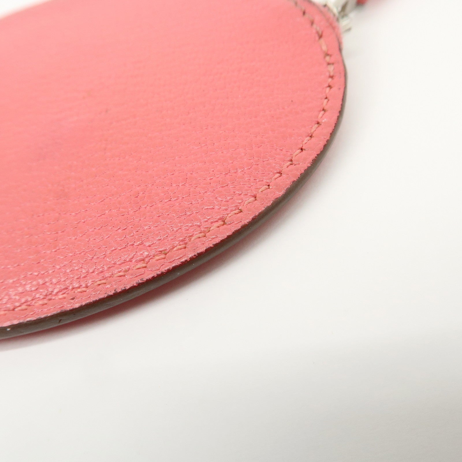 HERMES Leather Evelyne Coin Case P Engraved Rose Azalee Silver HDW