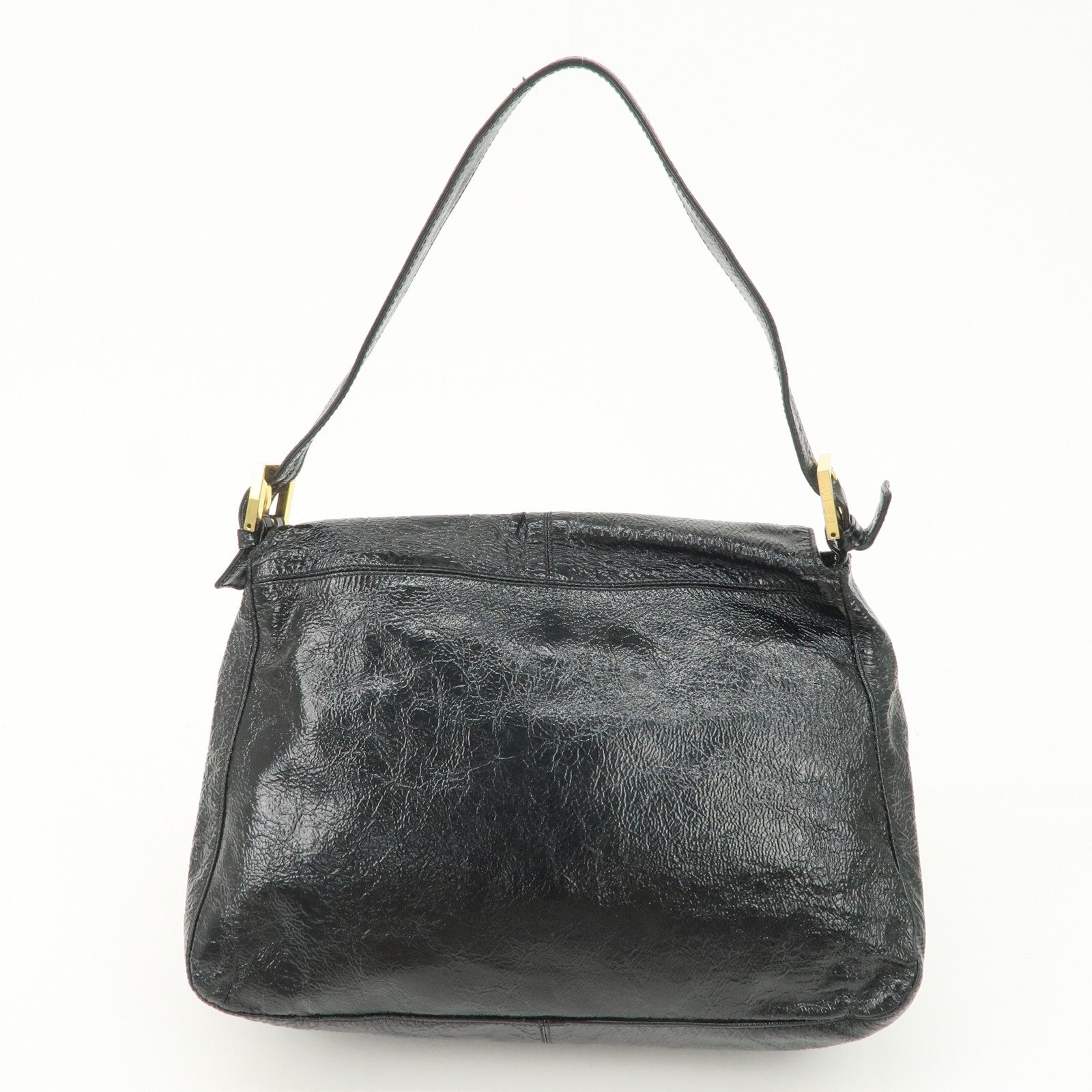 FENDI Mamma Baguette Leather Shoulder Bag Hand Bag Black